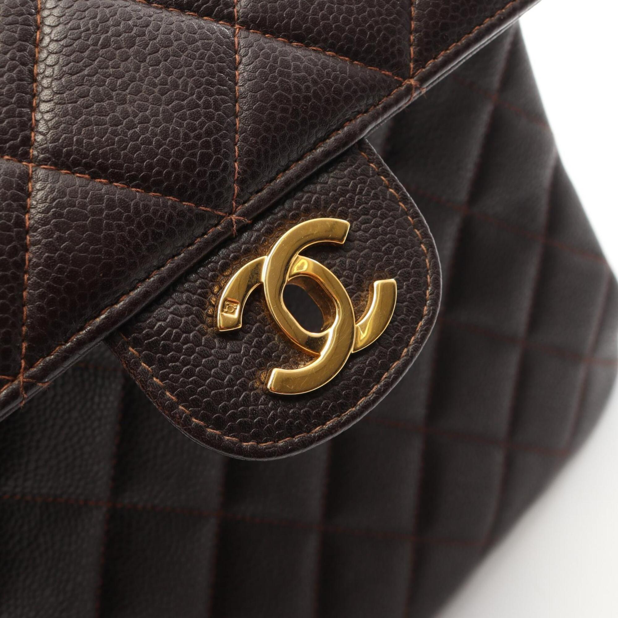 Chanel Brown Grained Calfskin Handbag Shoulder Bag (Pre-Owned)
