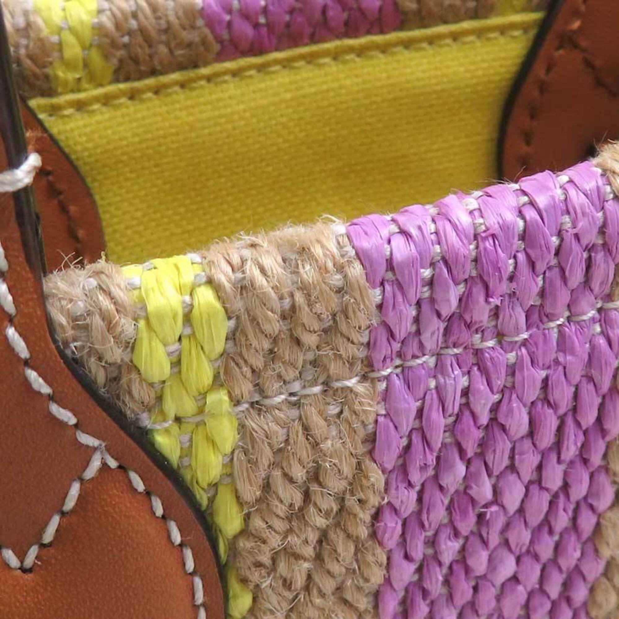 Gucci Multi-Color Straw Cotton Handbag (Pre-Owned)
