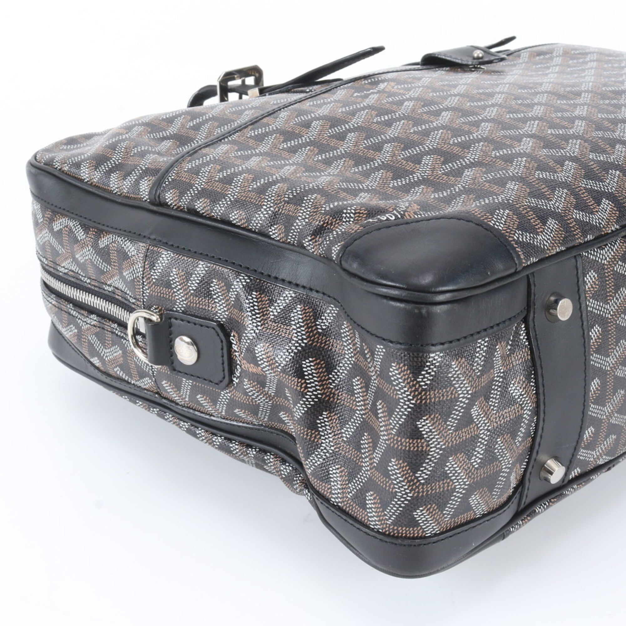 Goyard Black Brown Leather Coated Canvas Briefcase Tote Bag (Pre-Owned)
