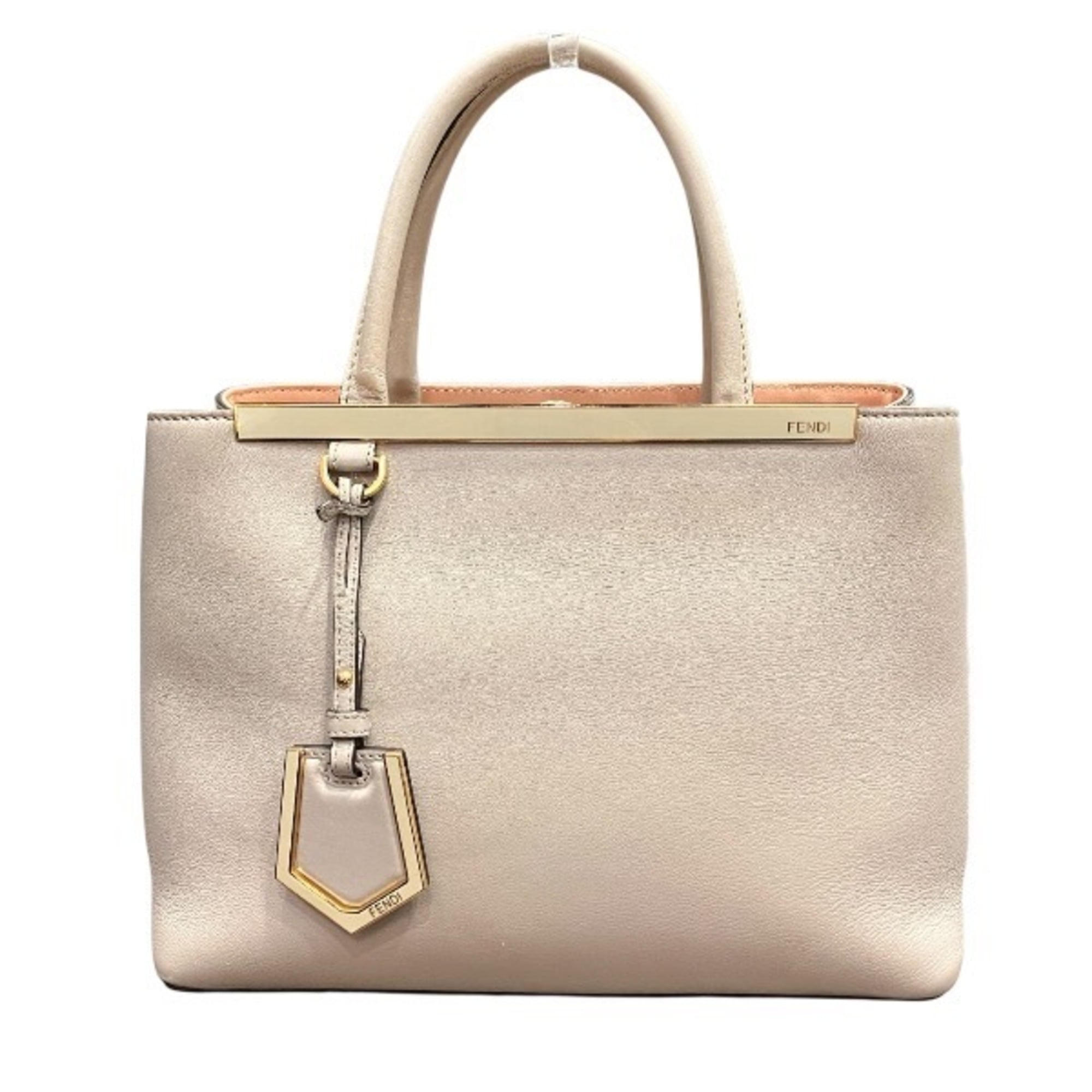Fendi 2Jours Beige White Leather Handbag (Pre-Owned)