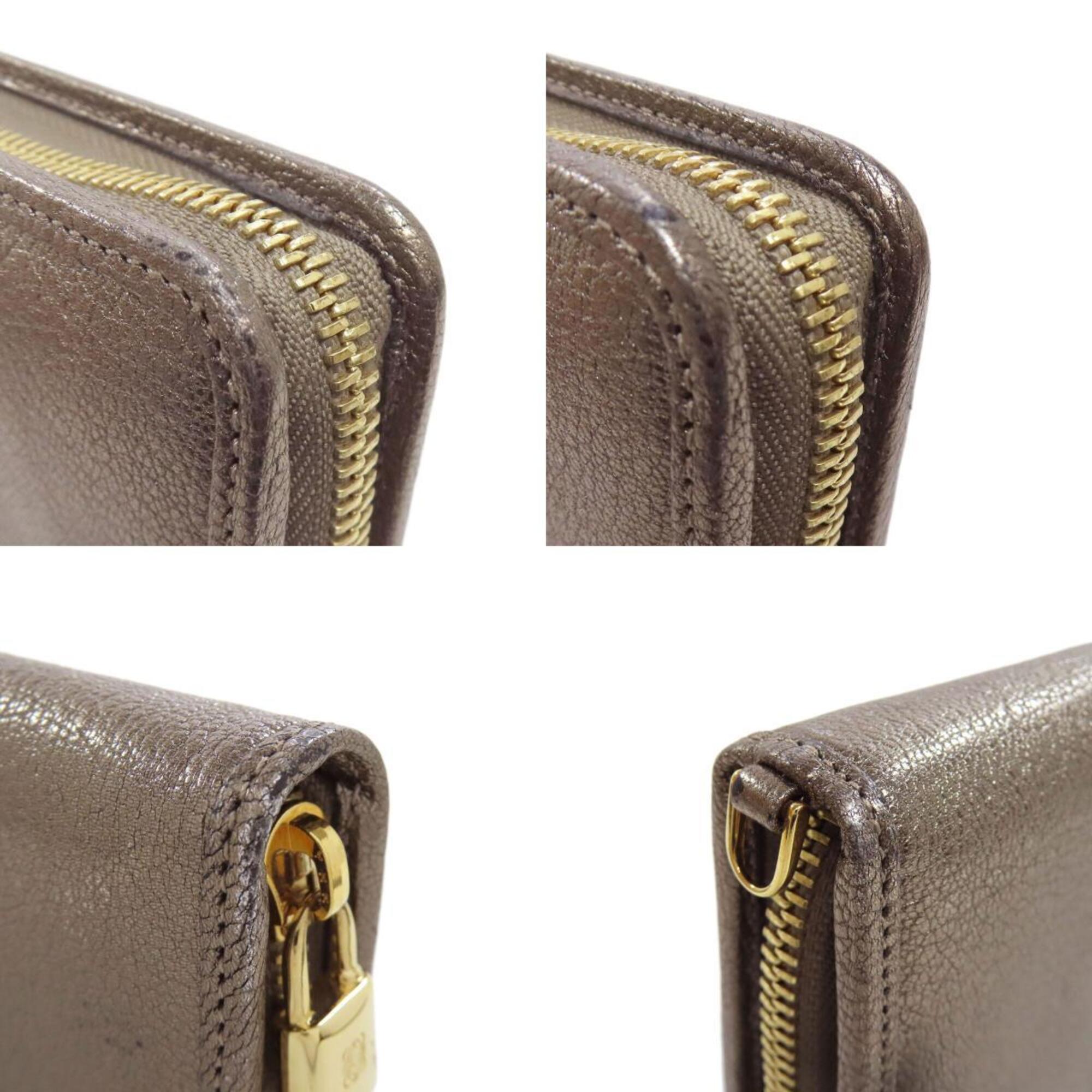 Loewe Gray Leather Long Wallet (Bi-Fold) (Pre-Owned)