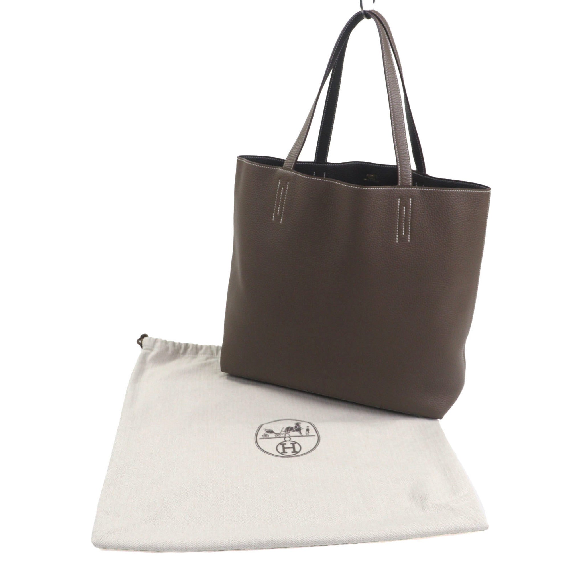 Hermes Ebene Etoupe Gray Taurillon Clemence Leather Tote Bag (Pre-Owned)