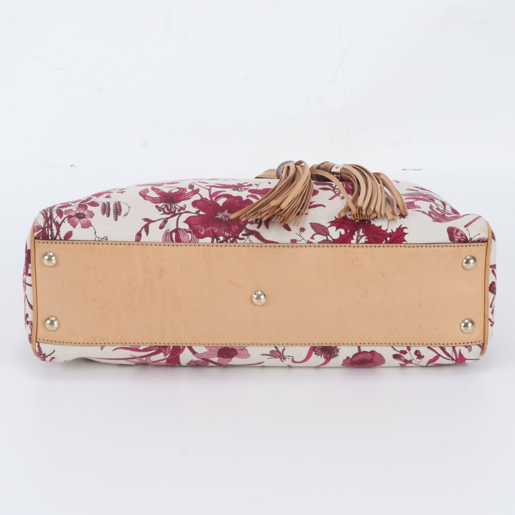 Gucci Brown Pink White Leather Handbag Shoulder Bag Tote Bag (Pre-Owned)
