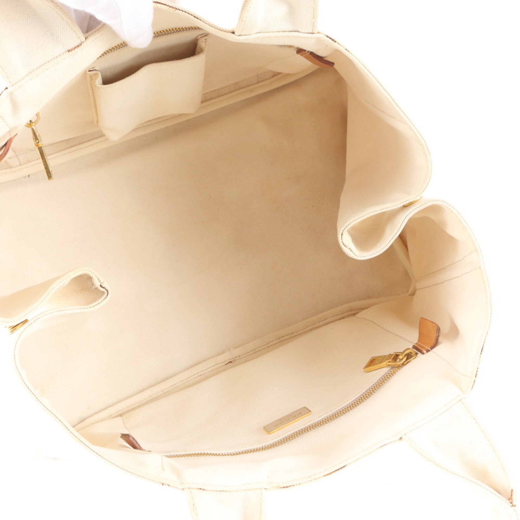 Prada Canapa Ivory Canapa Handbag Tote Bag (Pre-Owned)