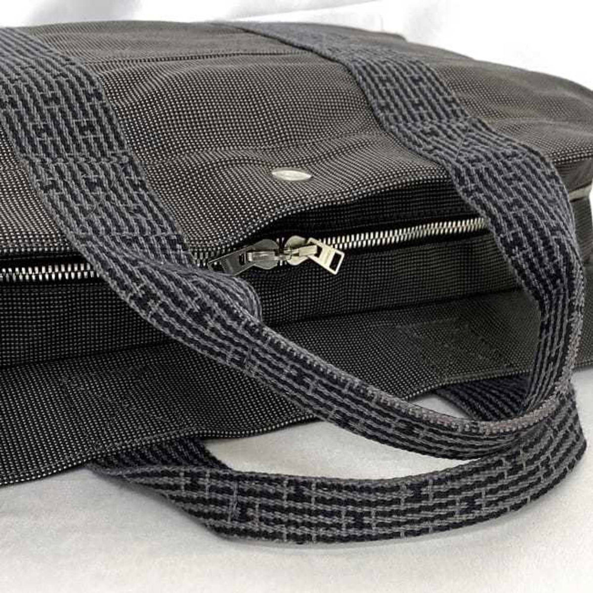 Hermes Gray Canvas Tote Bag (Pre-Owned)