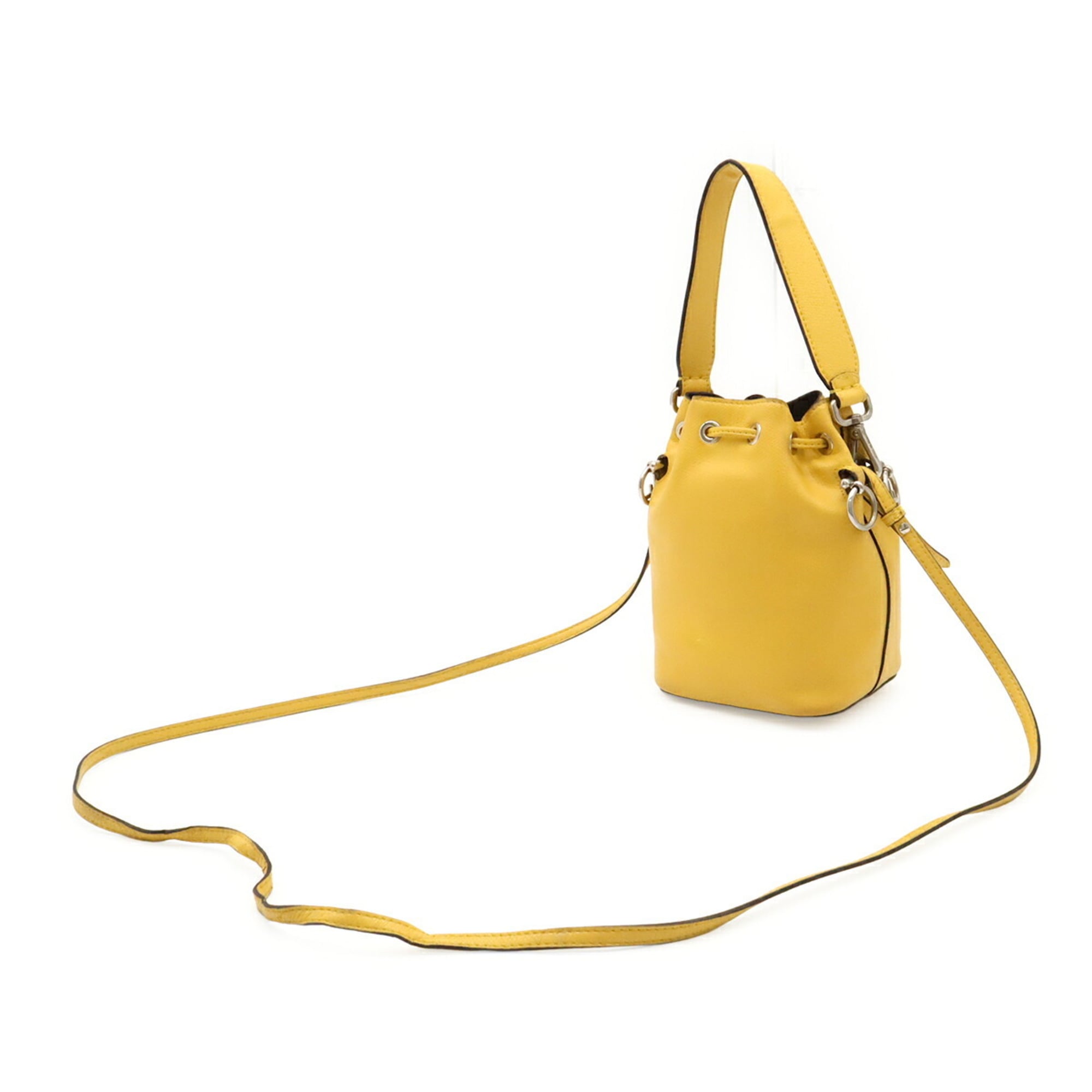 Fendi Yellow Leather Handbag Shoulder Bag (Pre-Owned)