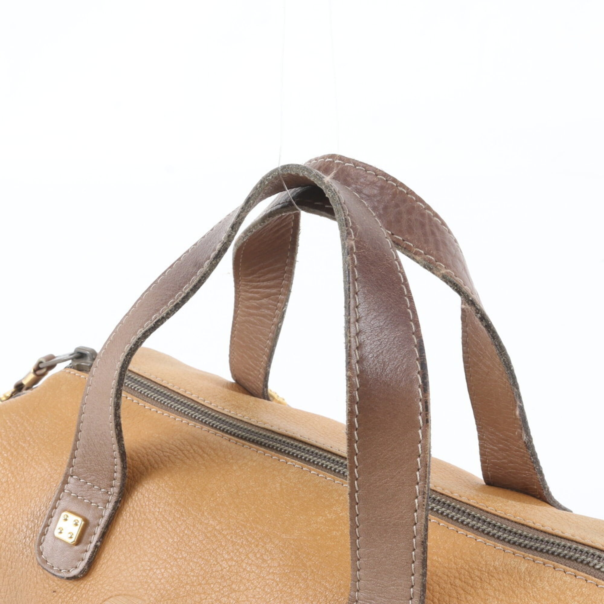 Loewe Light Brown Leather Boston Bag Handbag Tote Bag (Pre-Owned)