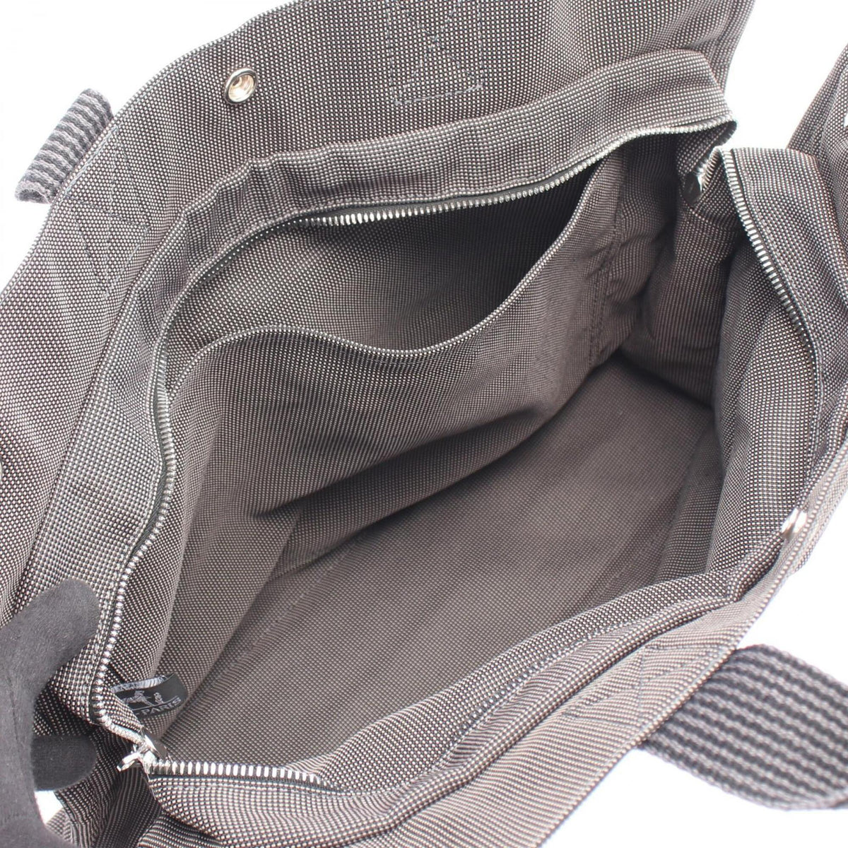 Hermes Gray Nylon Canvas Handbag Tote Bag (Pre-Owned)
