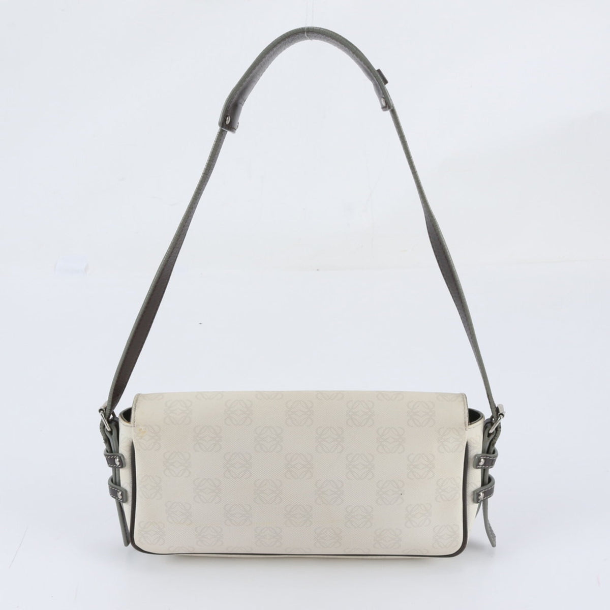 Loewe Brown Ivory Leather Coated Canvas Handbag Shoulder Bag (Pre-Owned)
