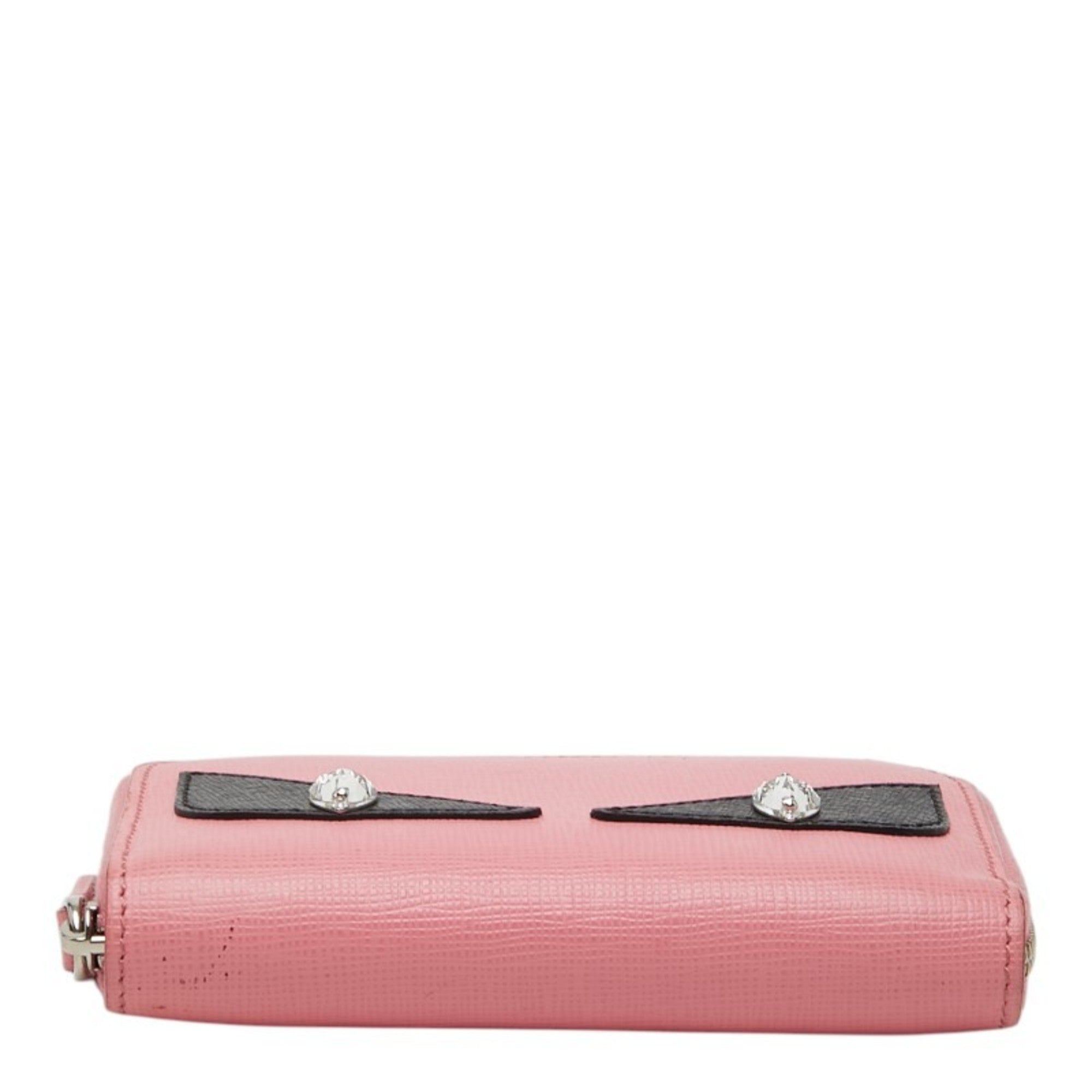 Fendi Black Pink Leather Coin Purse/Coin Case (Pre-Owned)