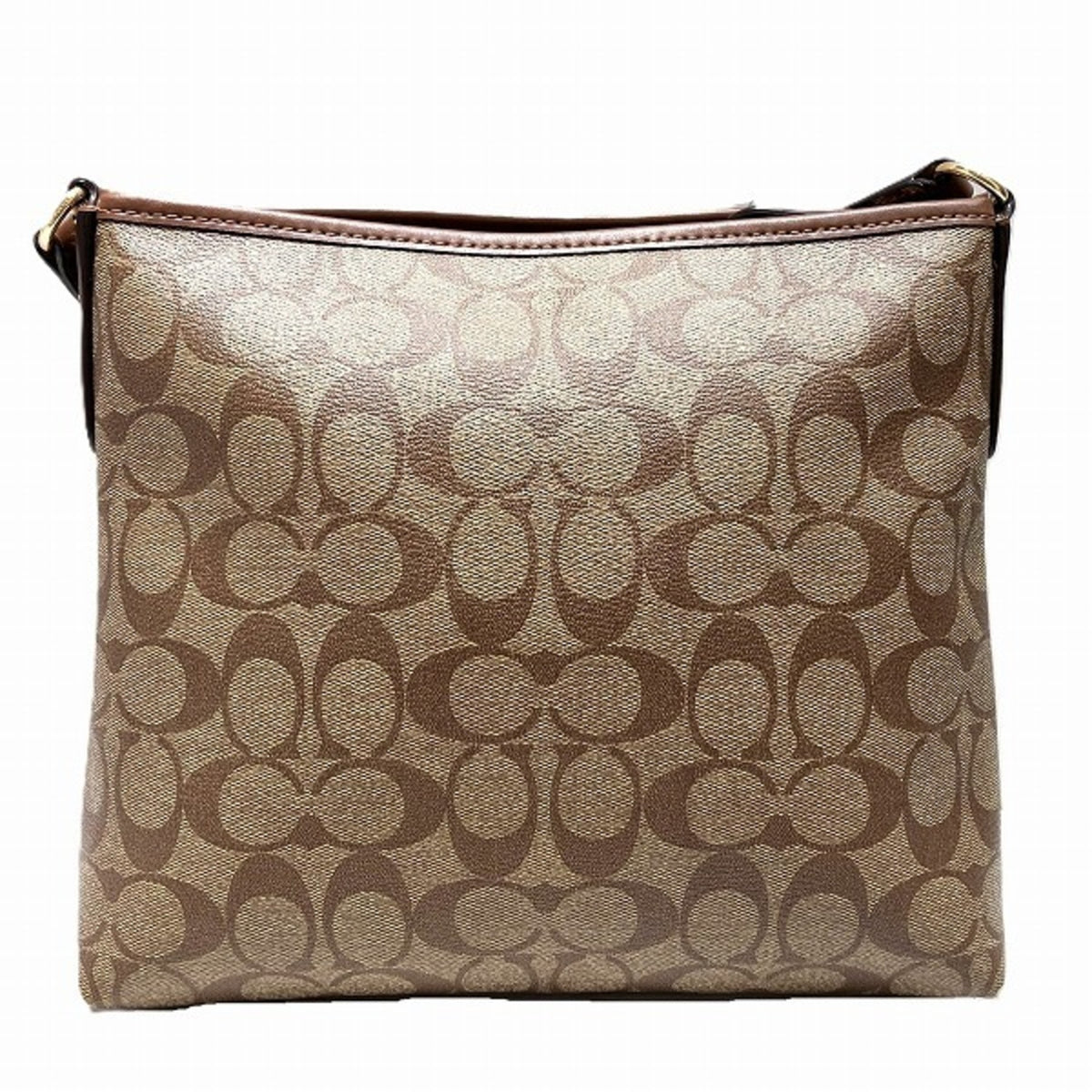 Coach Brown Signature Line Pvc Leather Handbag Shoulder Bag (Pre-Owned)