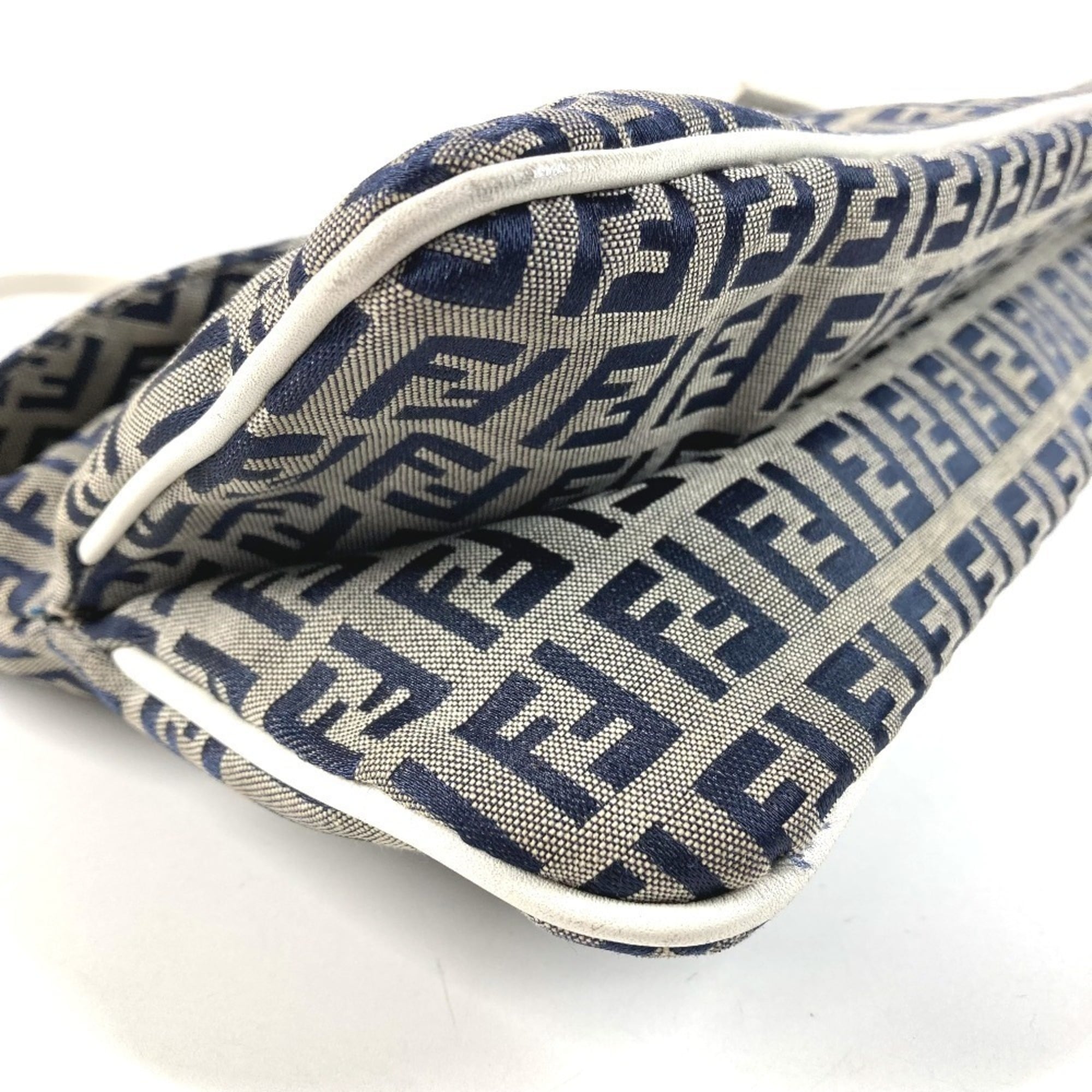 Fendi Navy White Zucchino Handbag Shoulder Bag (Pre-Owned)