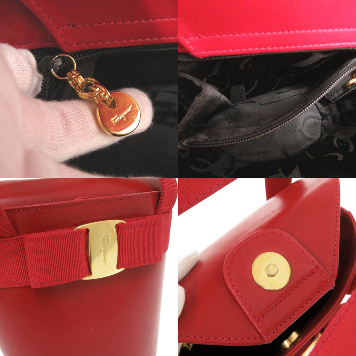 Salvatore Ferragamo Red Color Leather Handbag (Pre-Owned)