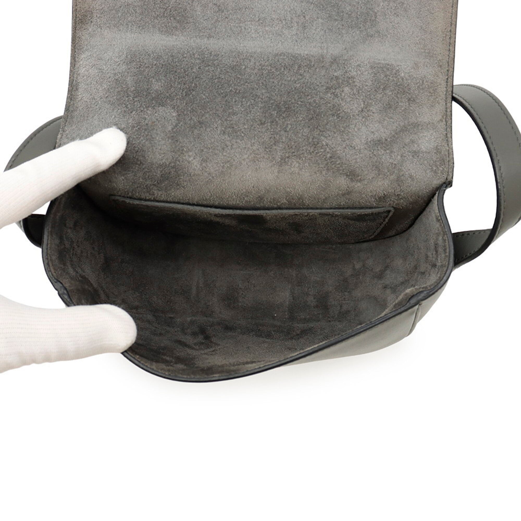 Celine Gray Leather Shoulder Bag (Pre-Owned)