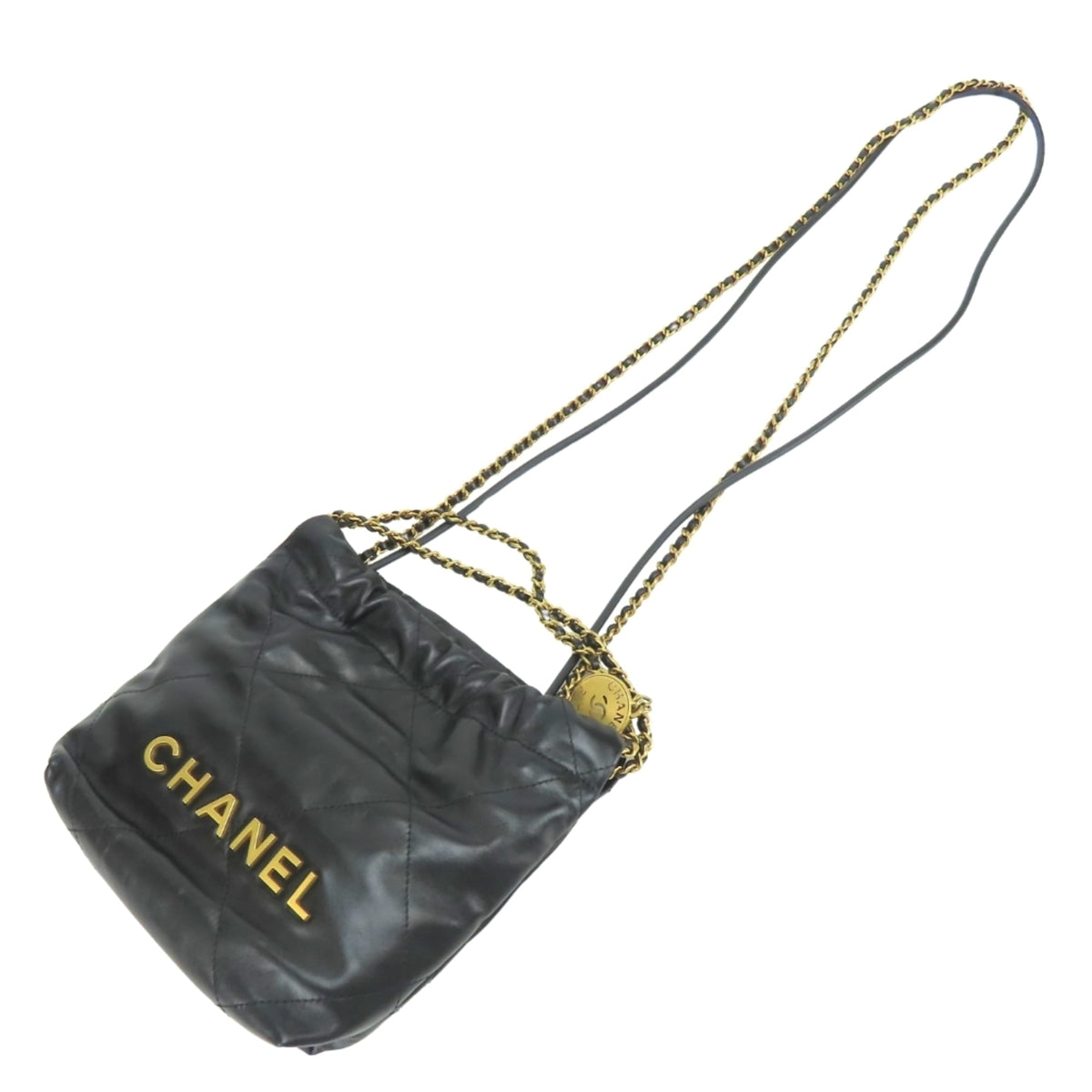 Chanel Black Leather Handbag Shoulder Bag (Pre-Owned)