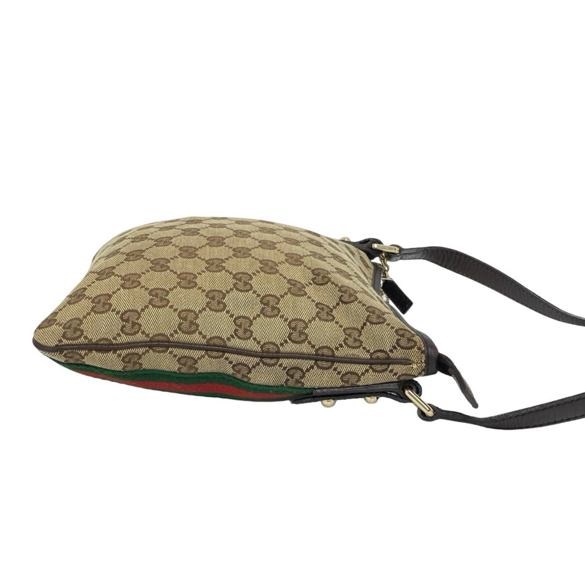 Gucci Brown Green Red Color Canvas Leather Pochette Shoulder Bag (Pre-Owned)