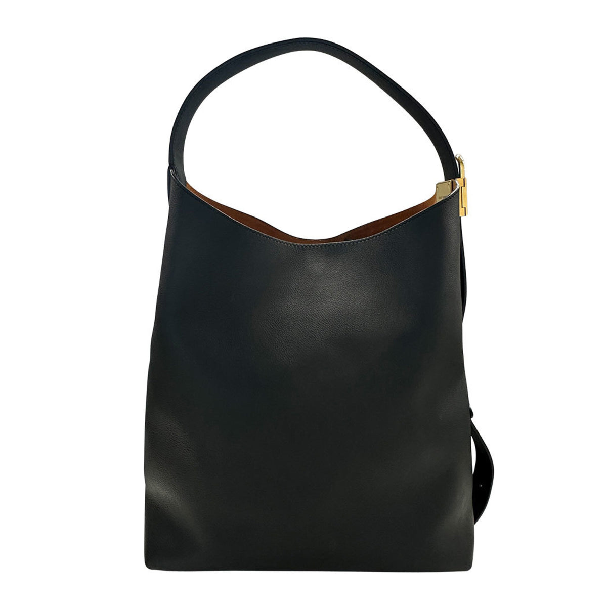 Louis Vuitton Noir Leather Handbag Shoulder Bag (Pre-Owned)