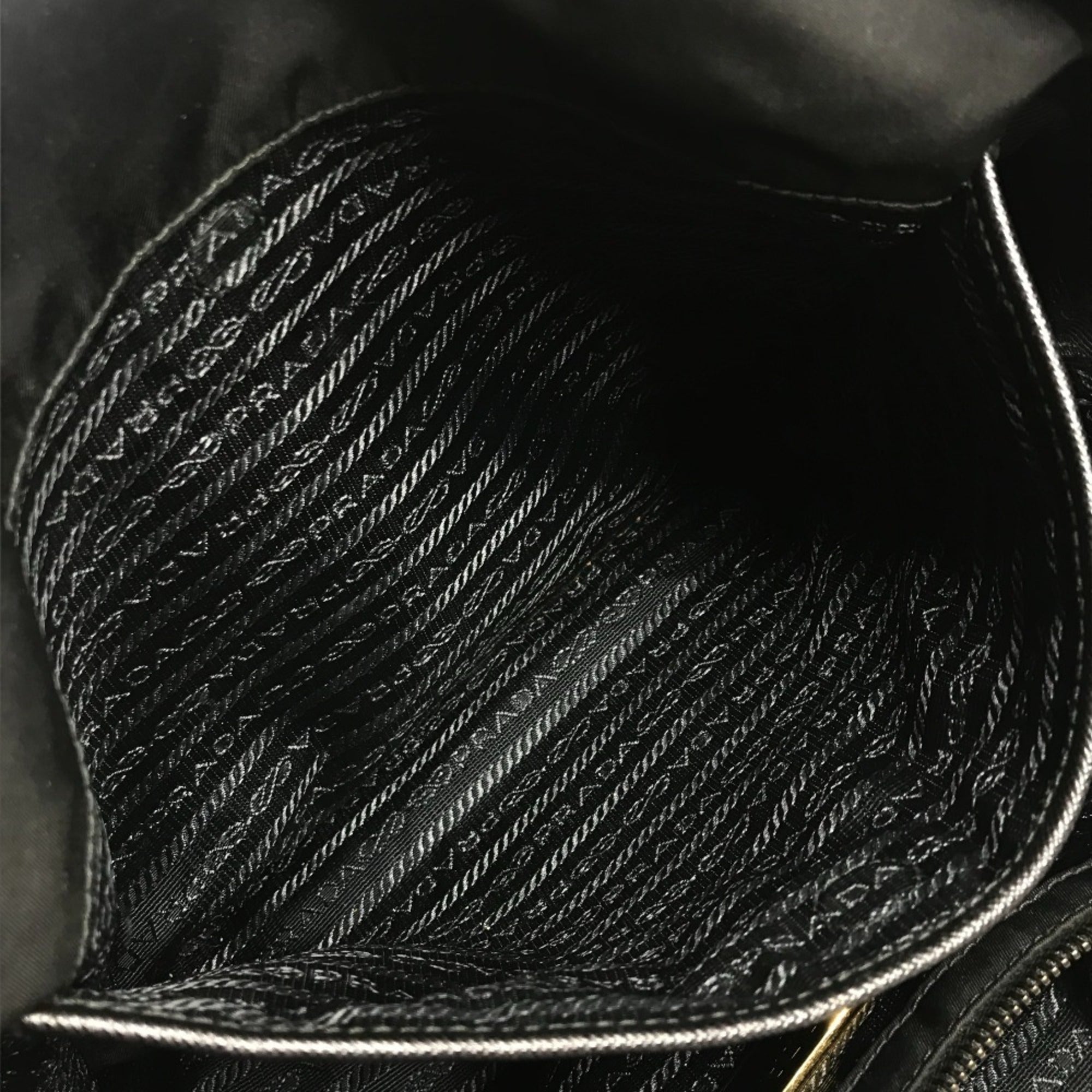 Prada Black Blue Leather Nylon Shoulder Bag Tote Bag (Pre-Owned)