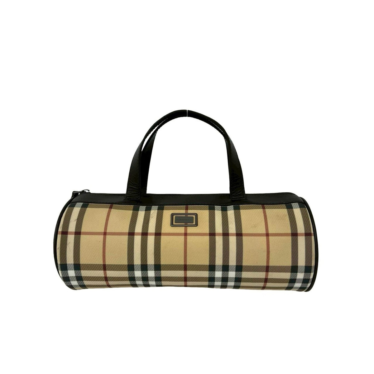 Burberry Beige Brown Pvc Leather Boston Bag Handbag (Pre-Owned)
