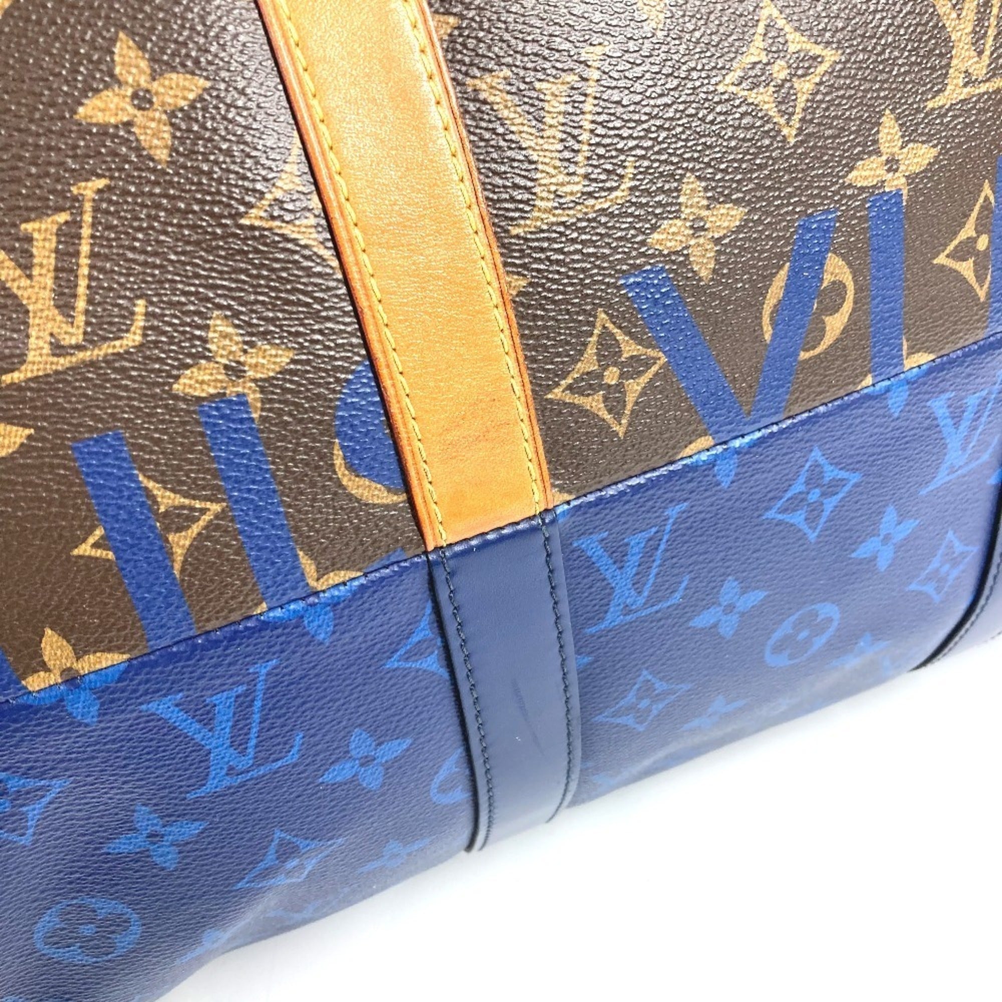 Louis Vuitton Blue Brown Monogram Boston Bag Shoulder Bag (Pre-Owned)
