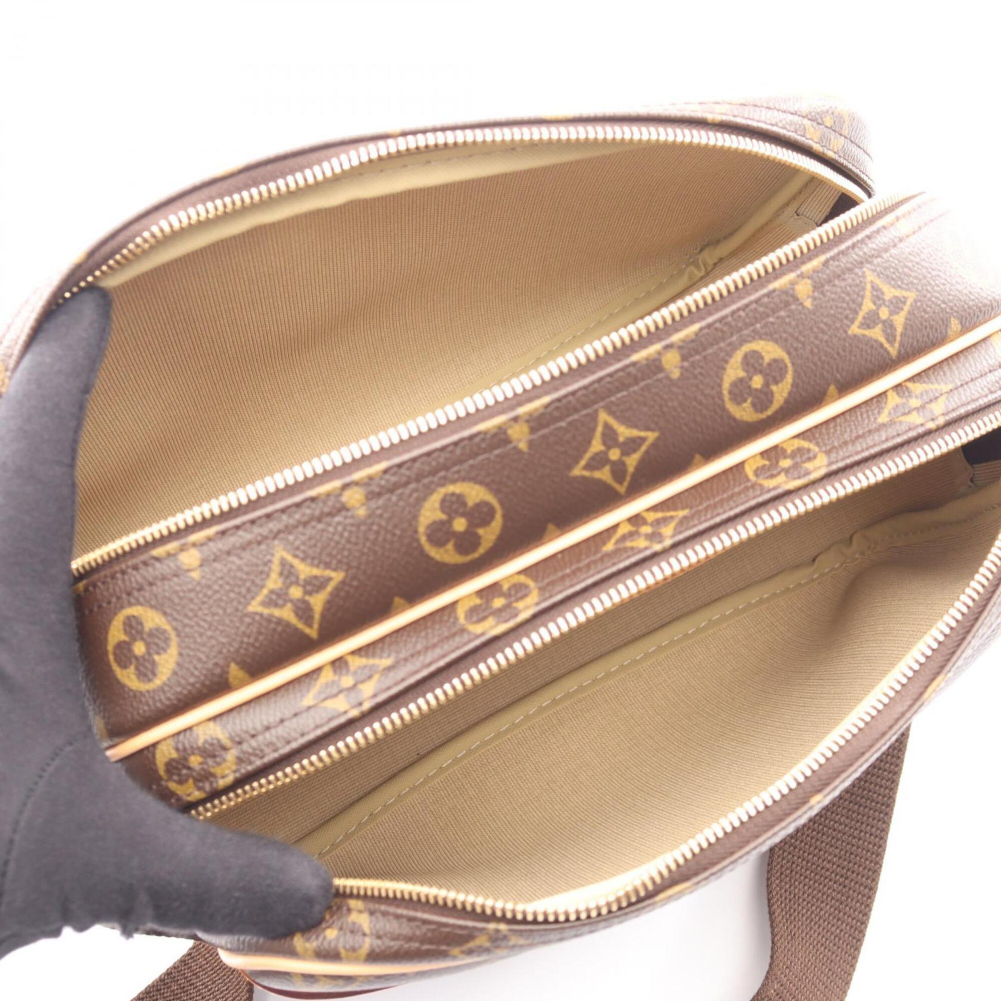 Louis Vuitton Brown Coated Canvas Leather Handbag Shoulder Bag (Pre-Owned)
