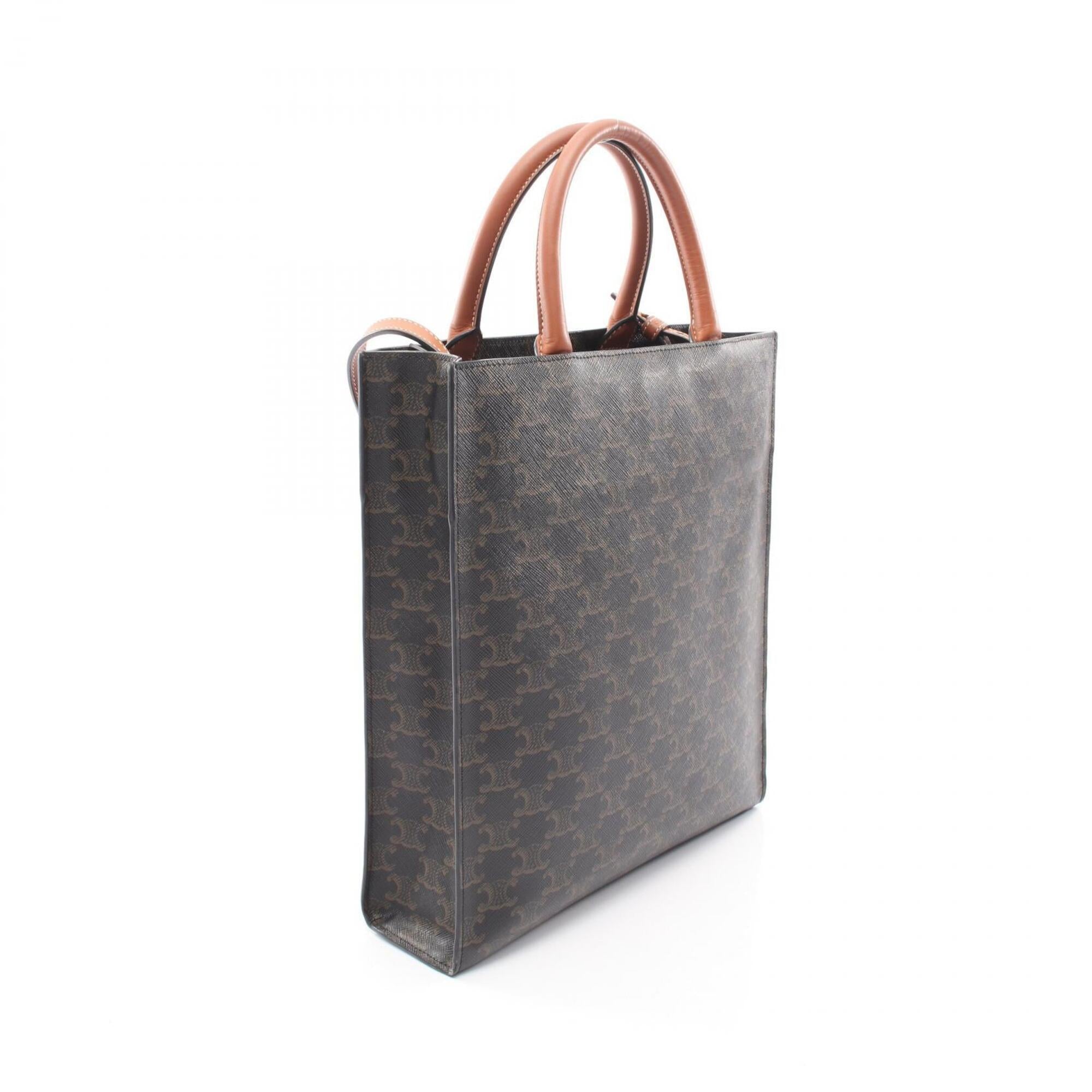 Celine Black Brown Coated Canvas Leather Handbag Tote Bag (Pre-Owned)