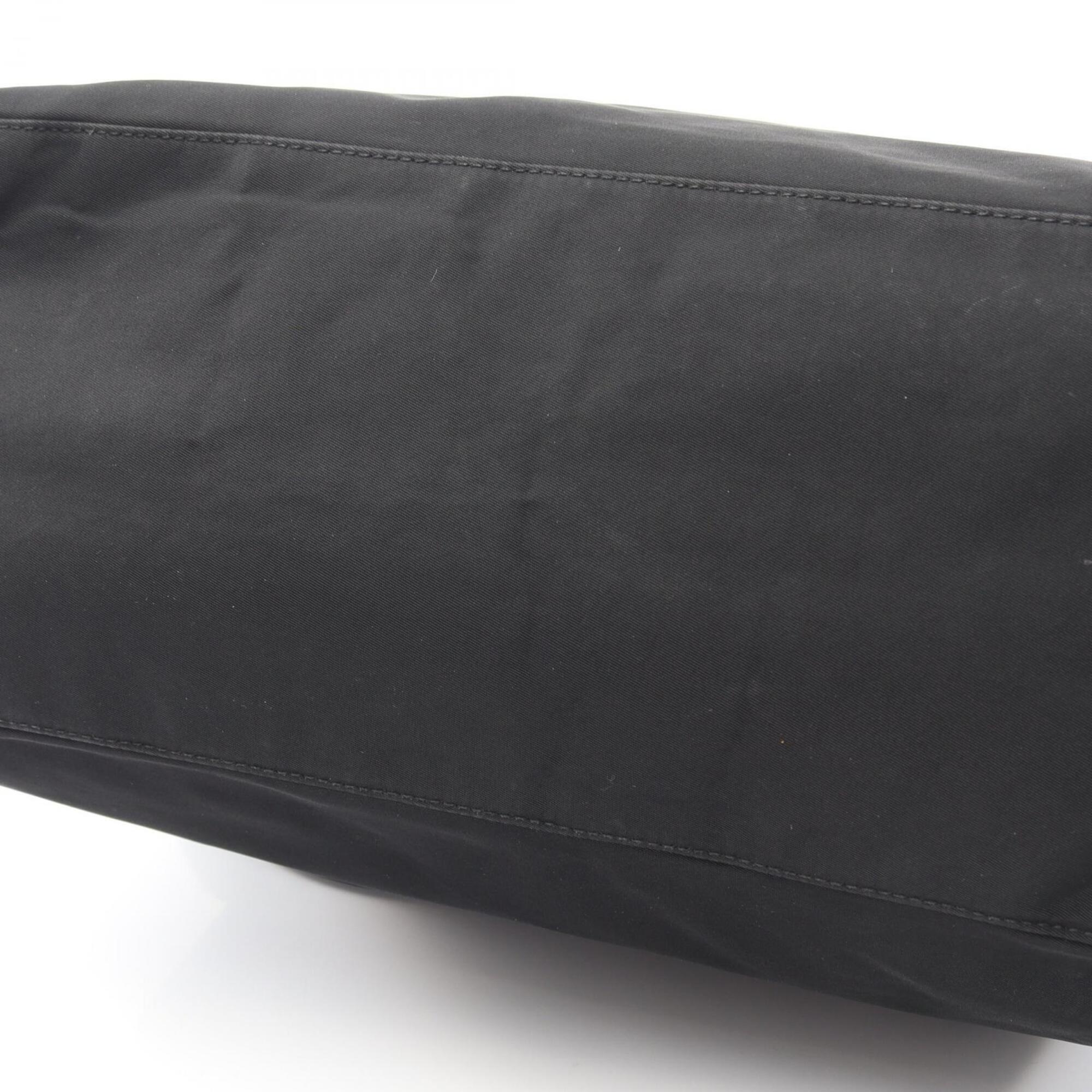 Prada Black Nylon Leather Handbag Tote Bag (Pre-Owned)