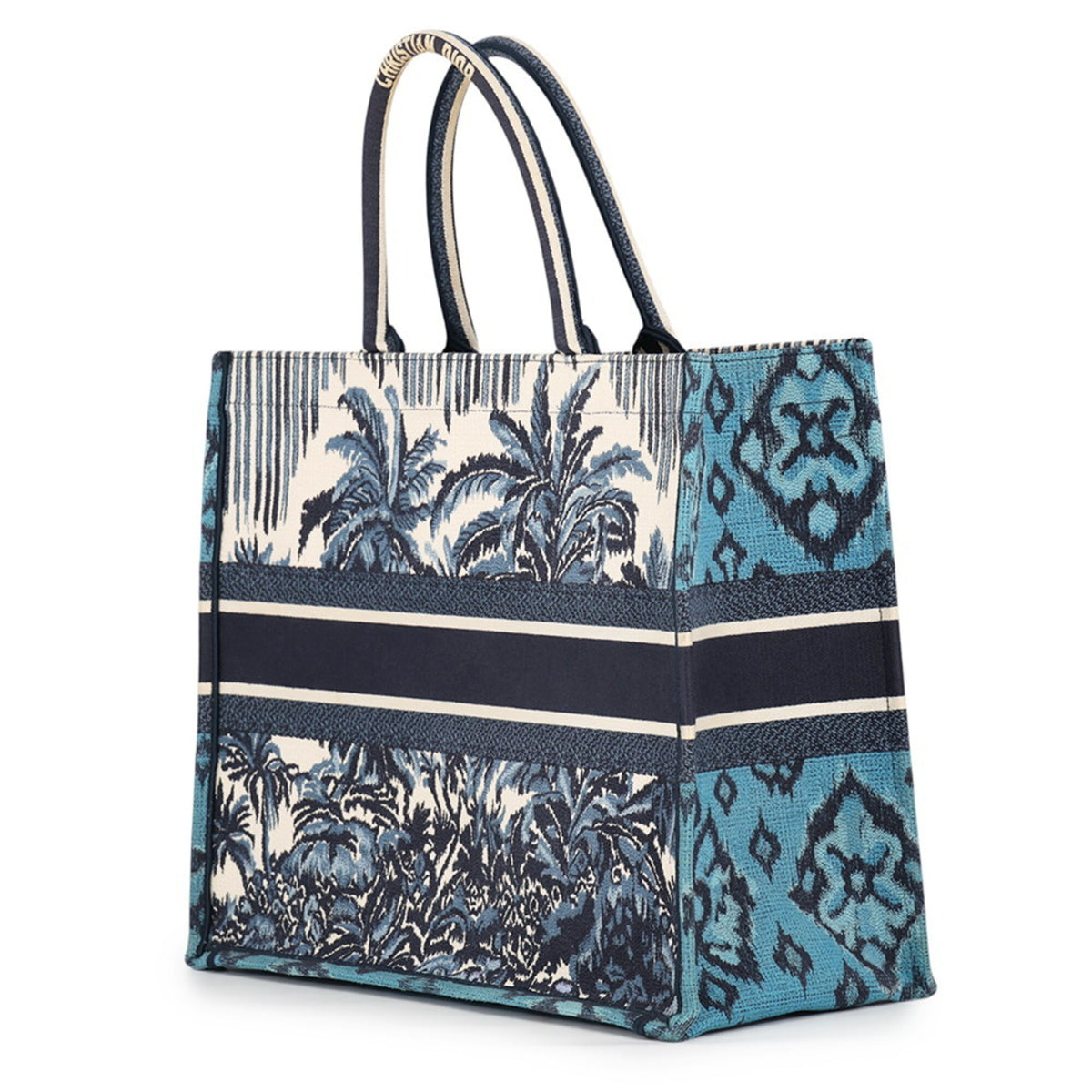 Christian Dior Blue White Canvas Tote Bag (Pre-Owned)