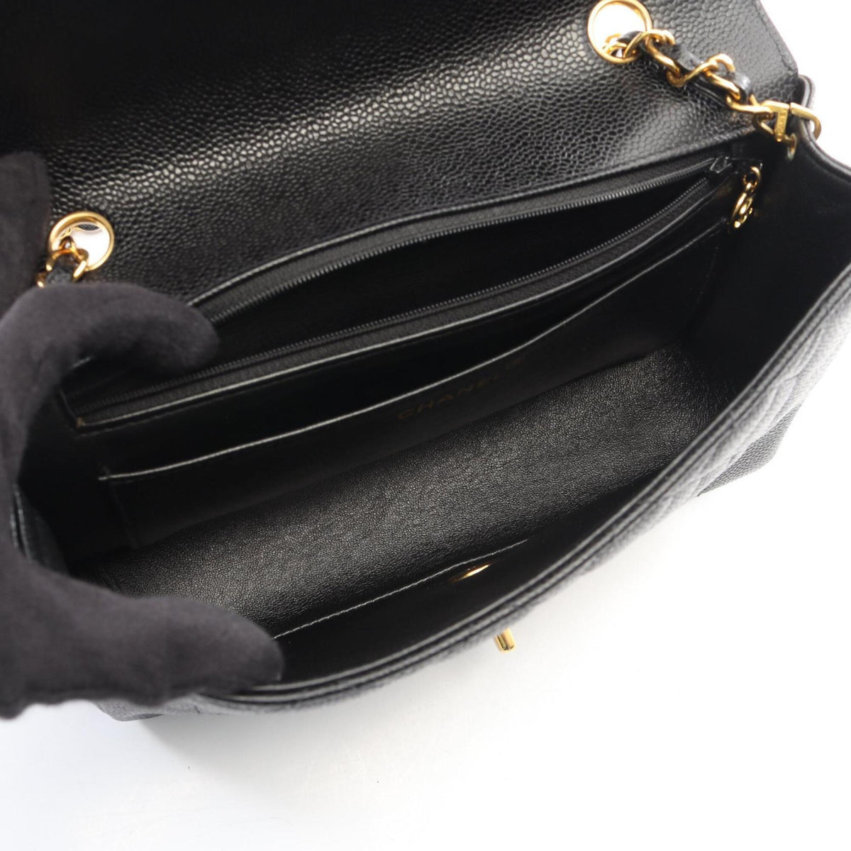 Chanel Black Grained Calfskin Handbag Shoulder Bag (Pre-Owned)