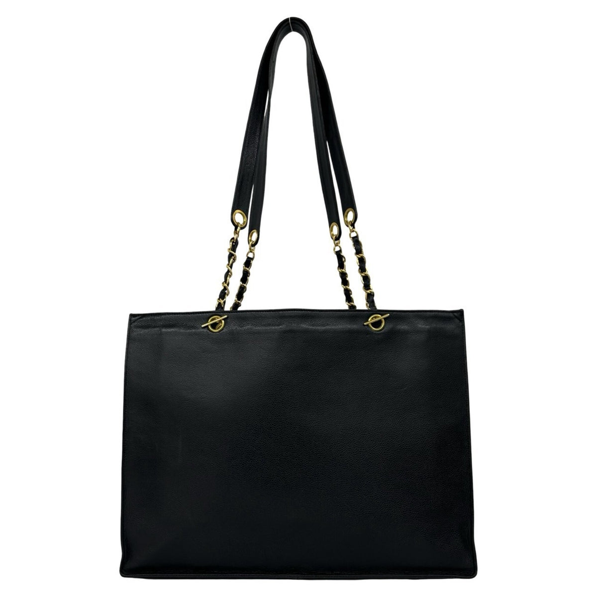 Chanel Black Grained Calfskin Shoulder Bag Tote Bag (Pre-Owned)