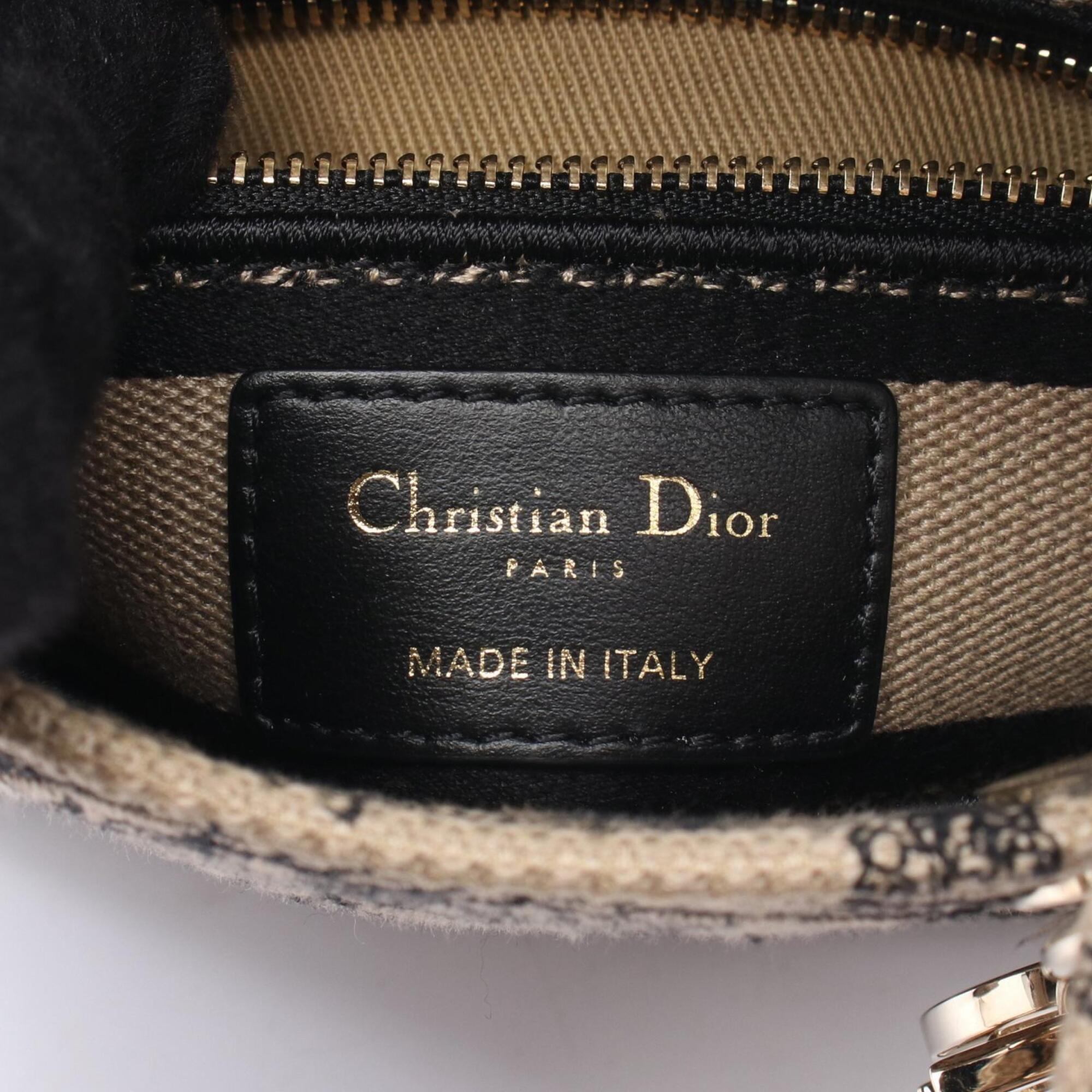 Christian Dior Beige Black Canvas Handbag (Pre-Owned)