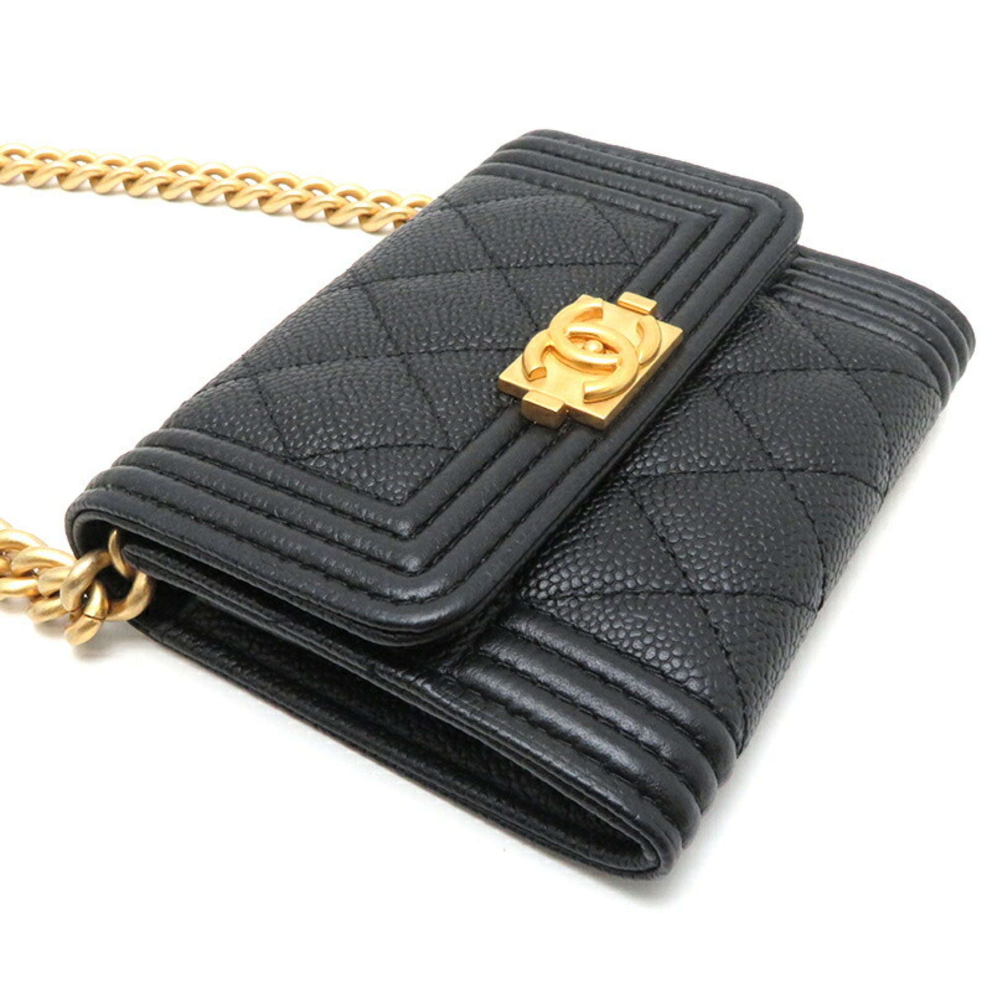Chanel Boy Chanel Black Caviar Leather Shoulder Bag (Pre-Owned)