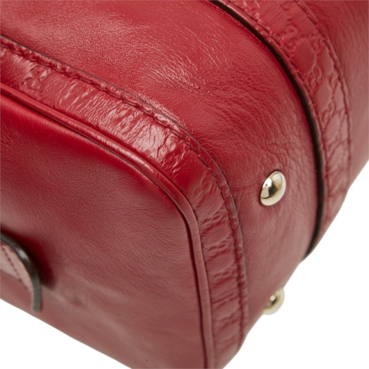 Gucci Red Color Leather Boston Bag (Pre-Owned)