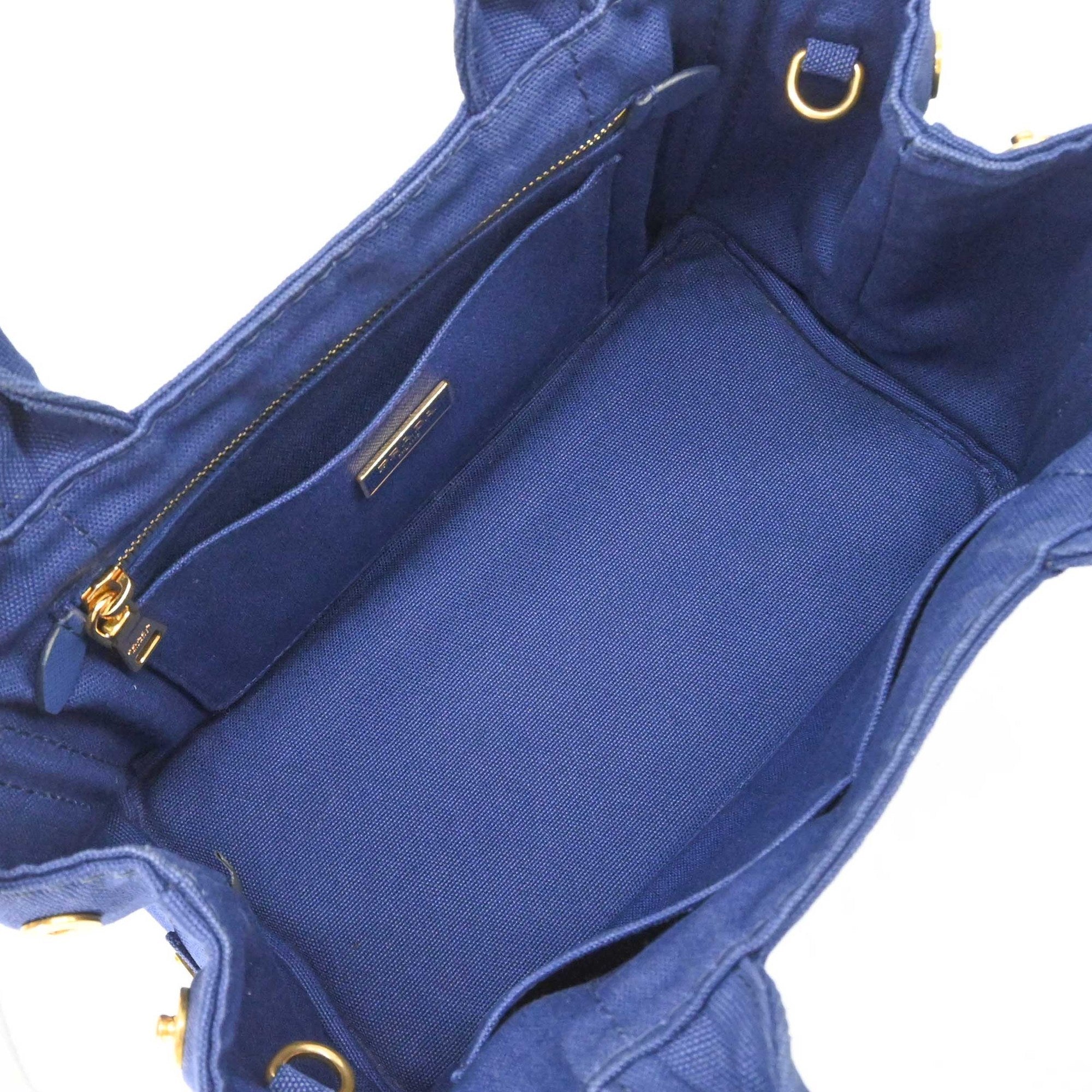 Prada Canapa Blue Canapa Handbag Tote Bag (Pre-Owned)