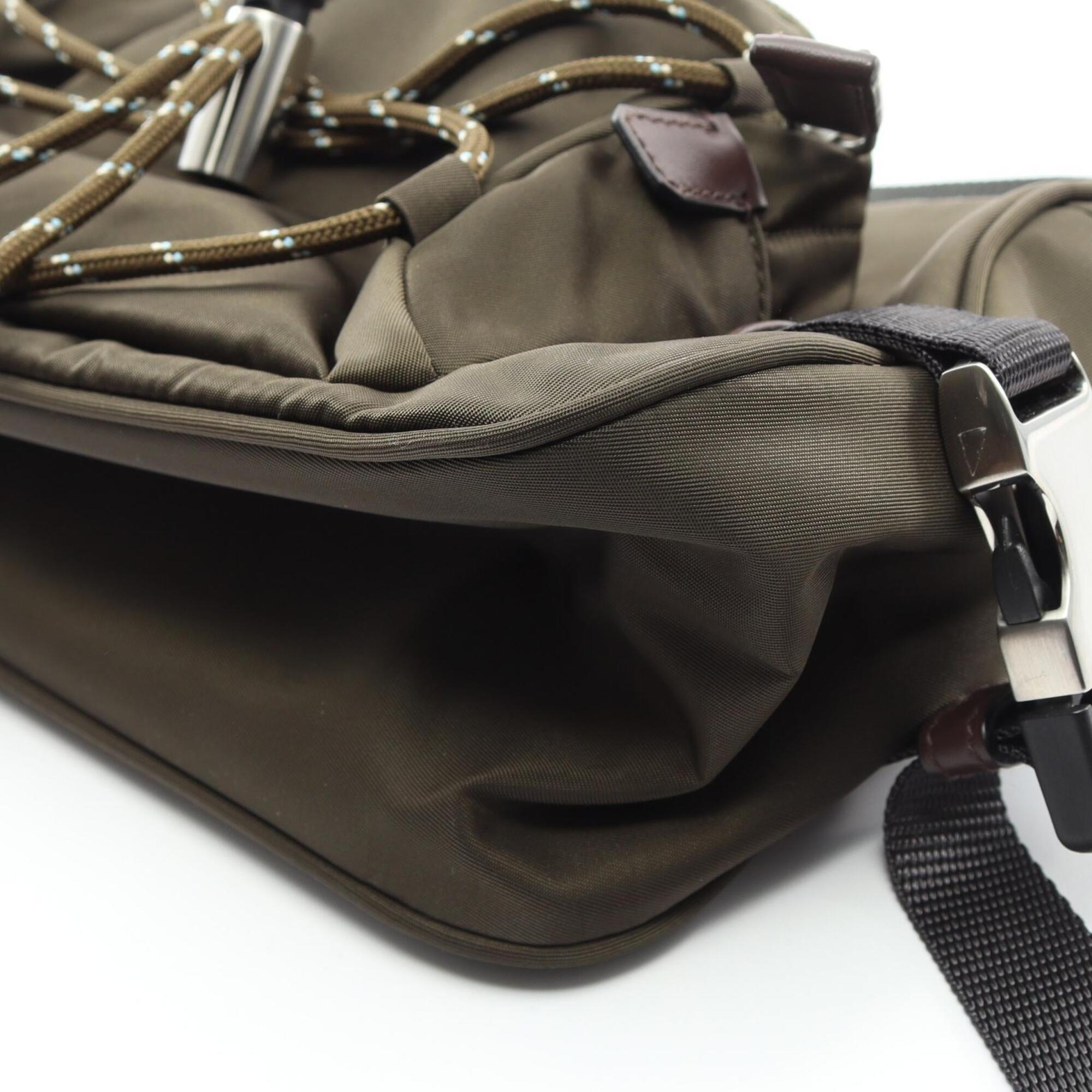 Prada Brown Khaki Nylon Handbag Shoulder Bag (Pre-Owned)