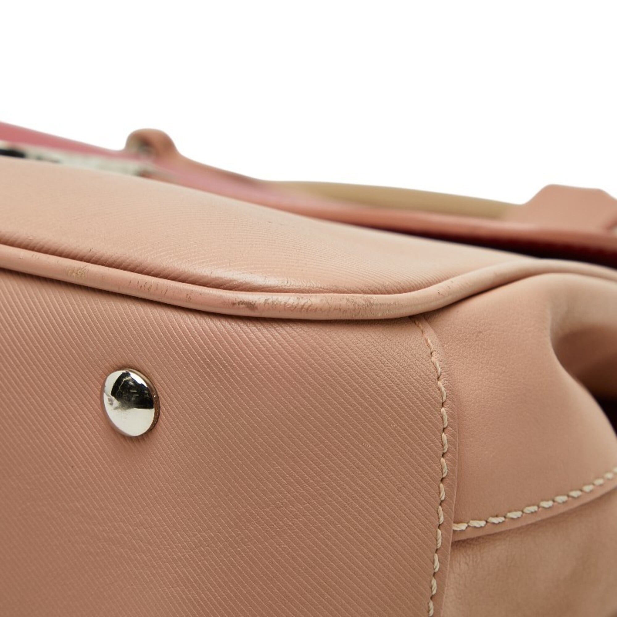 Burberry Pink Red Leather Handbag Shoulder Bag (Pre-Owned)