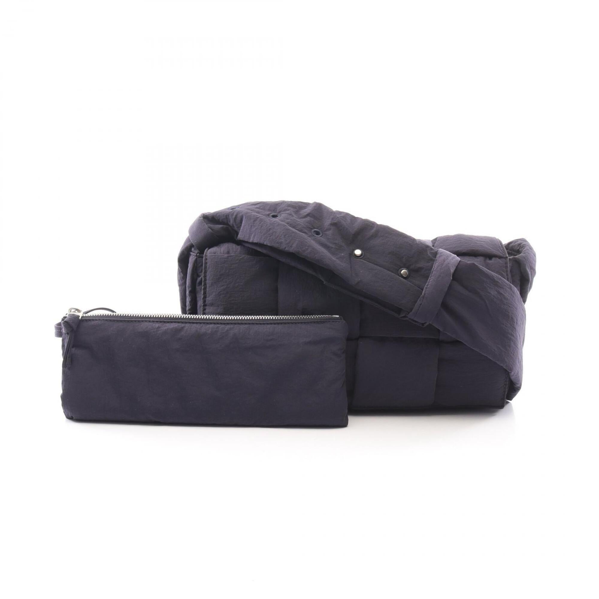Bottega Veneta Navy Nylon Handbag Pouch Shoulder Bag (Pre-Owned)