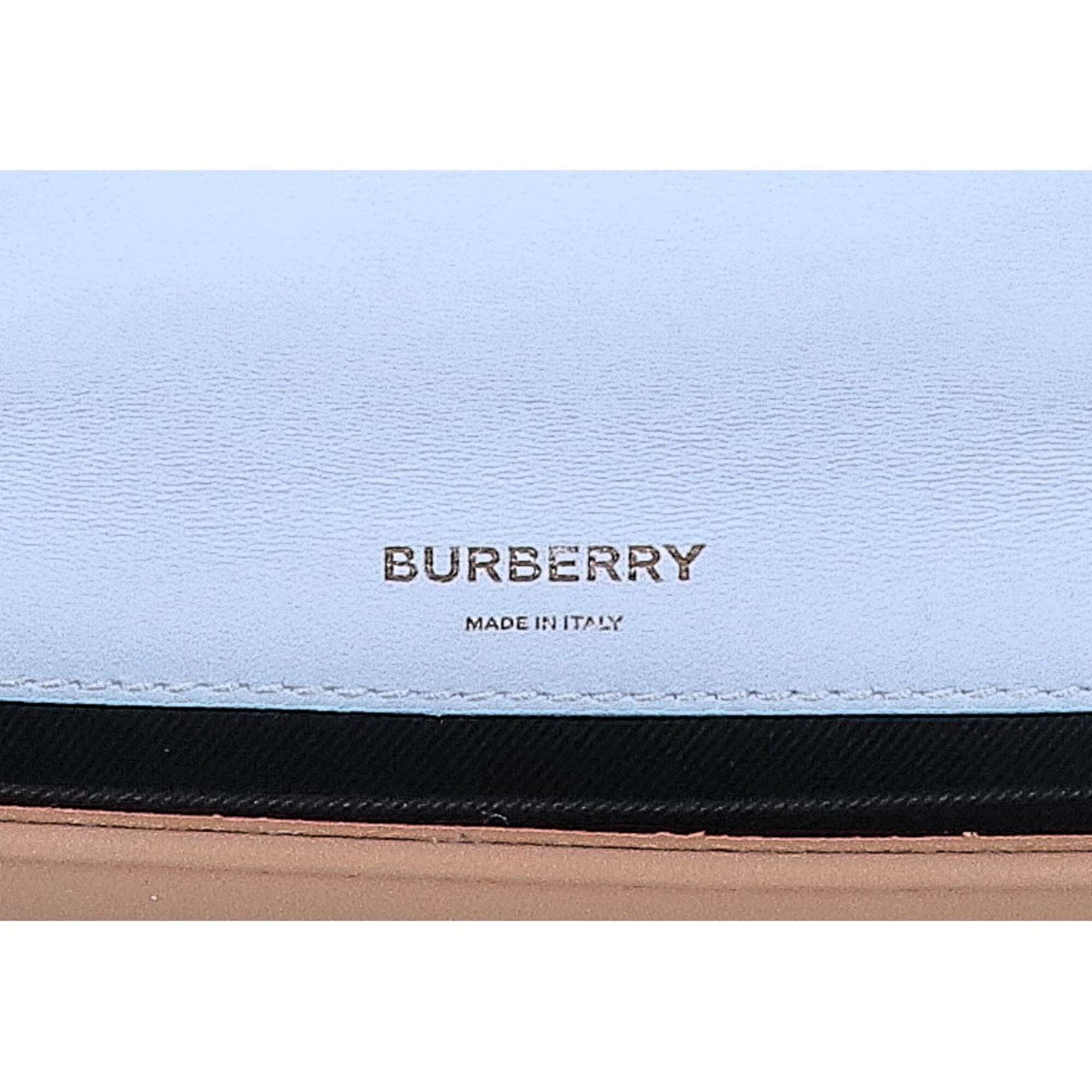 Burberry Beige Light Blue Leather Shoulder Bag (Pre-Owned)