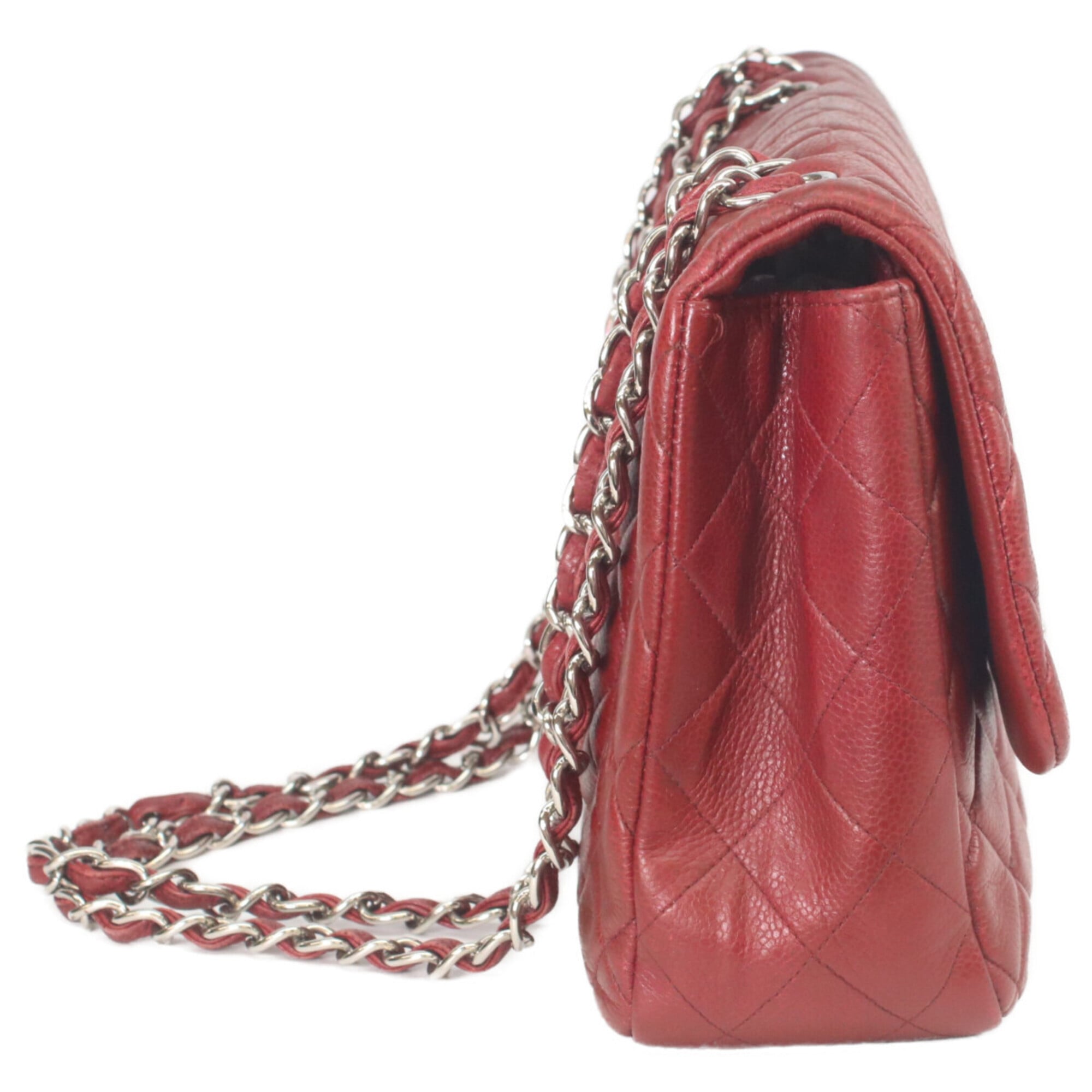 Chanel Red Color Grained Calfskin Tote Bag (Pre-Owned)