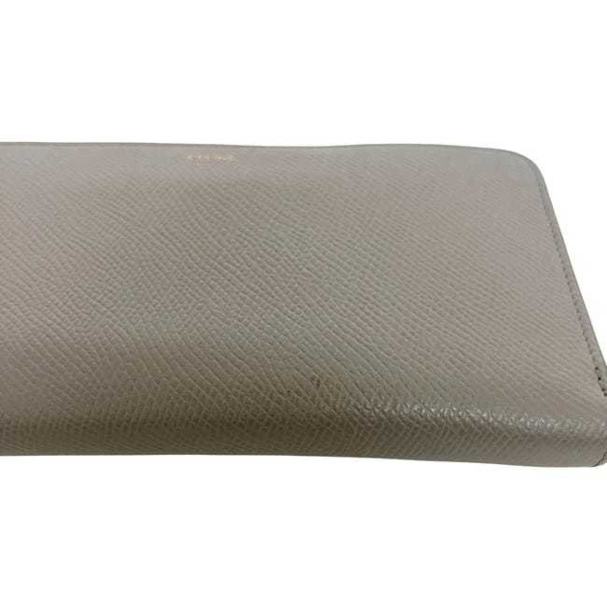 Celine Gray Leather Long Wallet (Bi-Fold) (Pre-Owned)