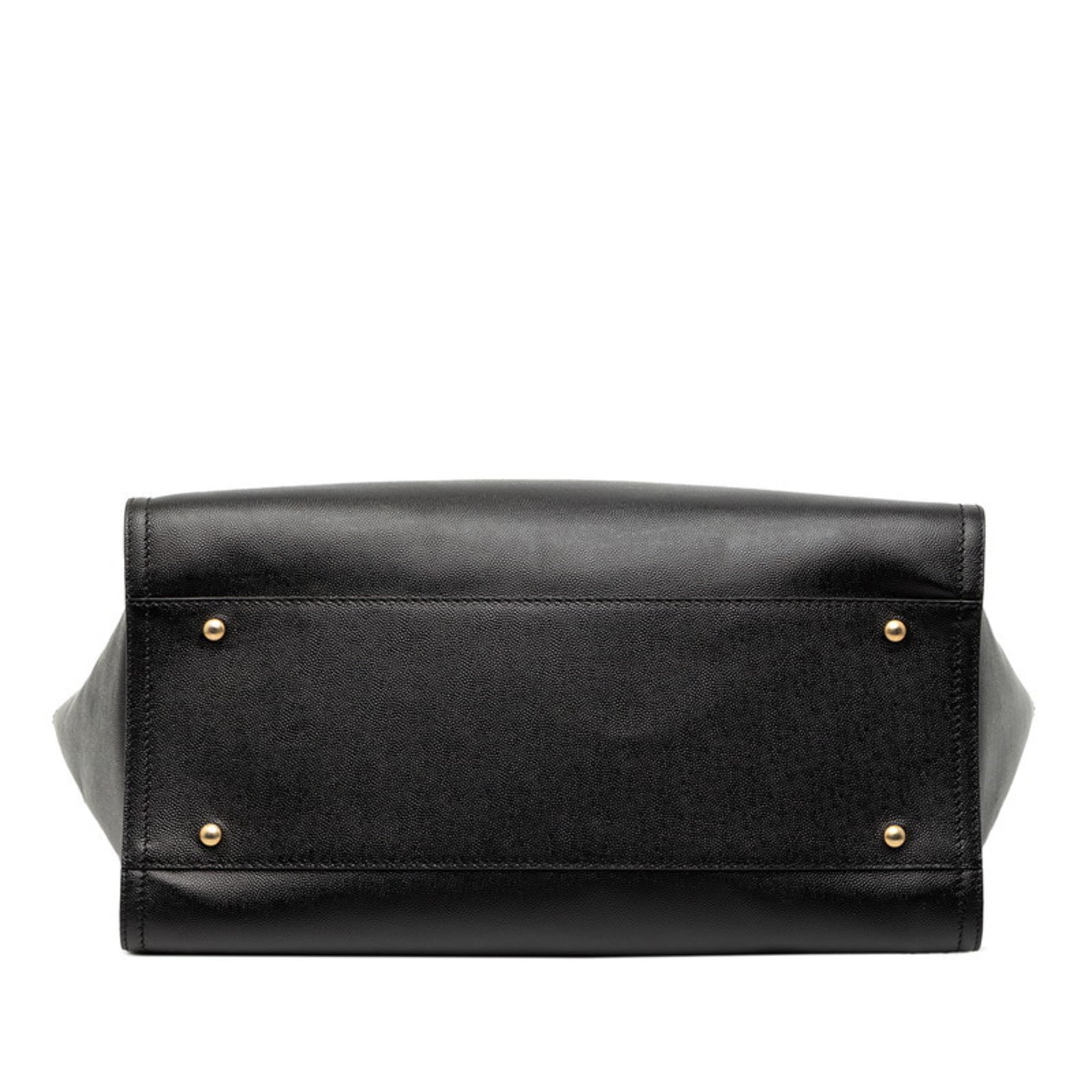 Chanel Black Grained Calfskin Shoulder Bag Tote Bag (Pre-Owned)