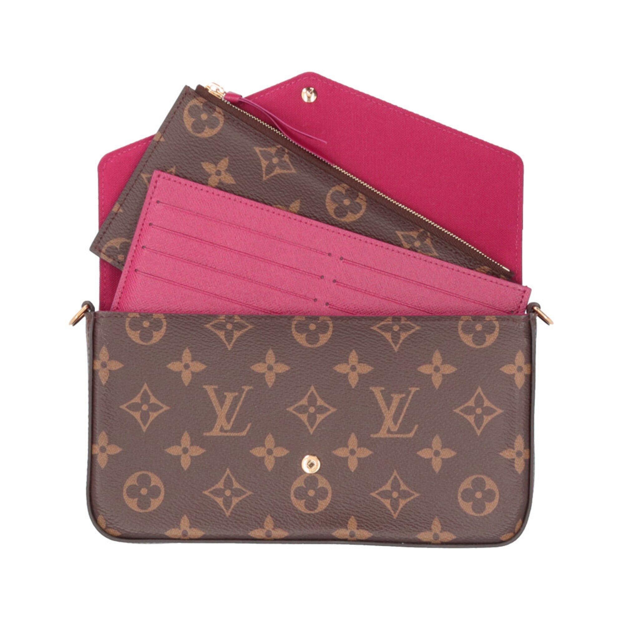 Louis Vuitton Monogram Brown Fuchsia Monogram Clutch Bag Shoulder Bag (Pre-Owned)