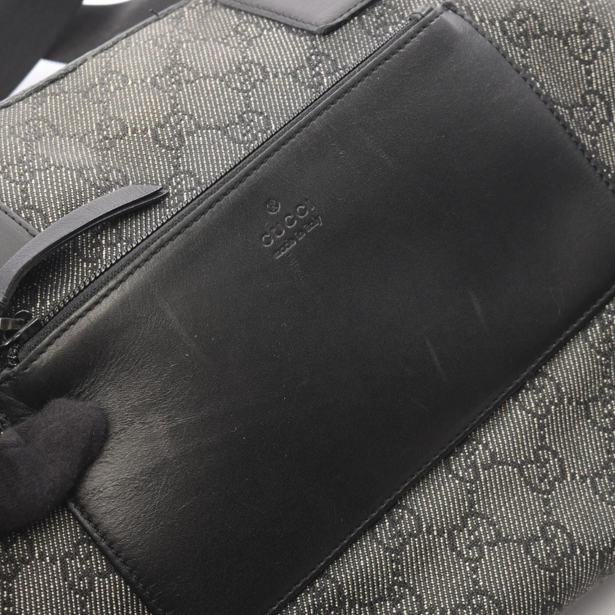 Gucci Black Gray Gg Canvas Leather Handbag Shoulder Bag (Pre-Owned)