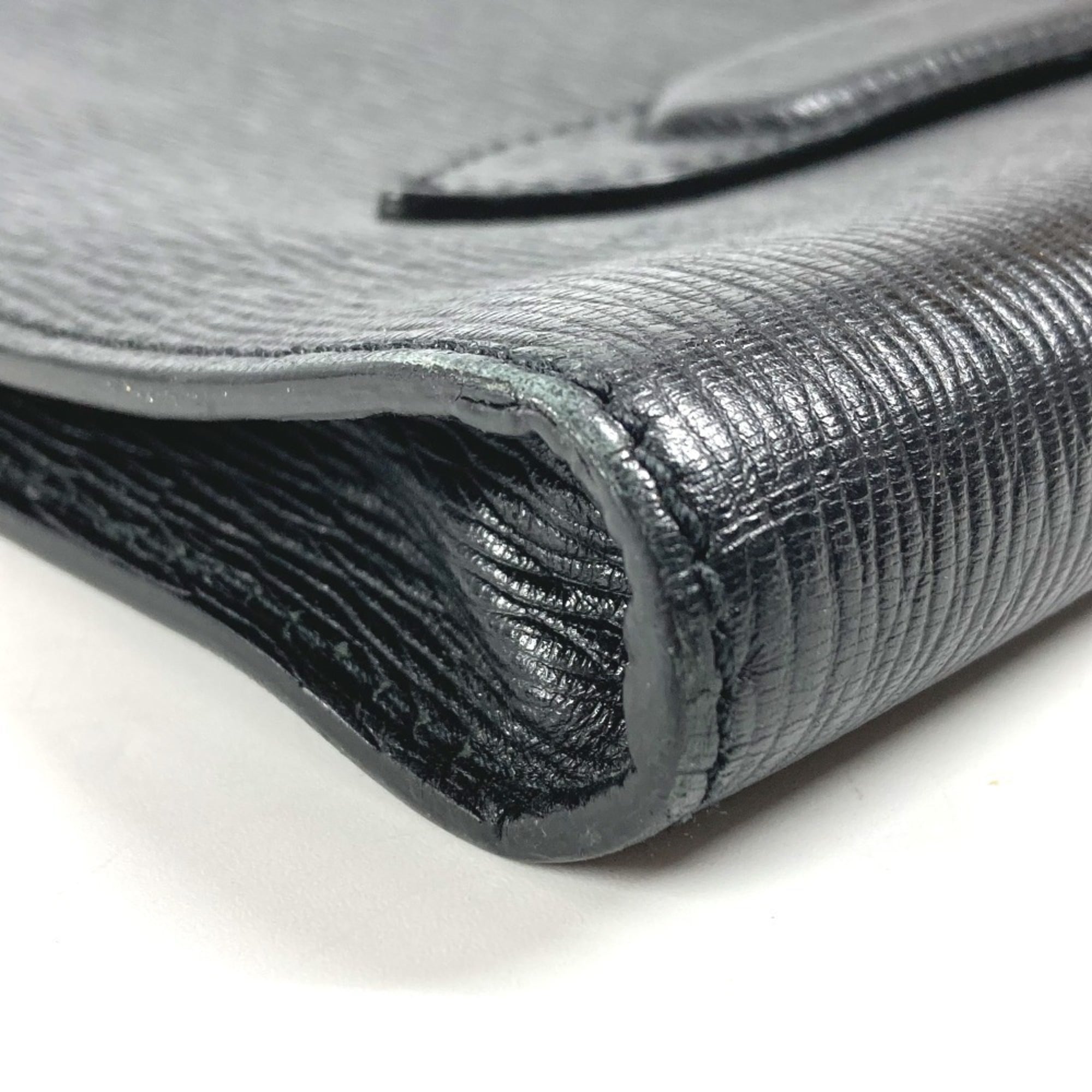 Salvatore Ferragamo Black Leather Clutch Bag Handbag Pouch (Pre-Owned)