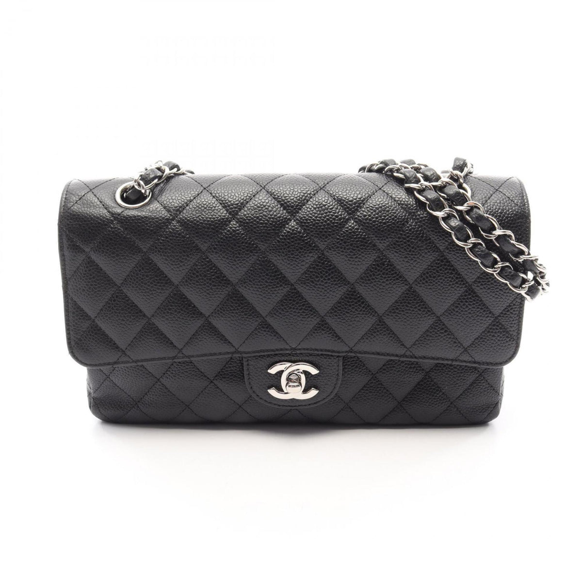 Chanel Black Grained Calfskin Handbag Shoulder Bag (Pre-Owned)