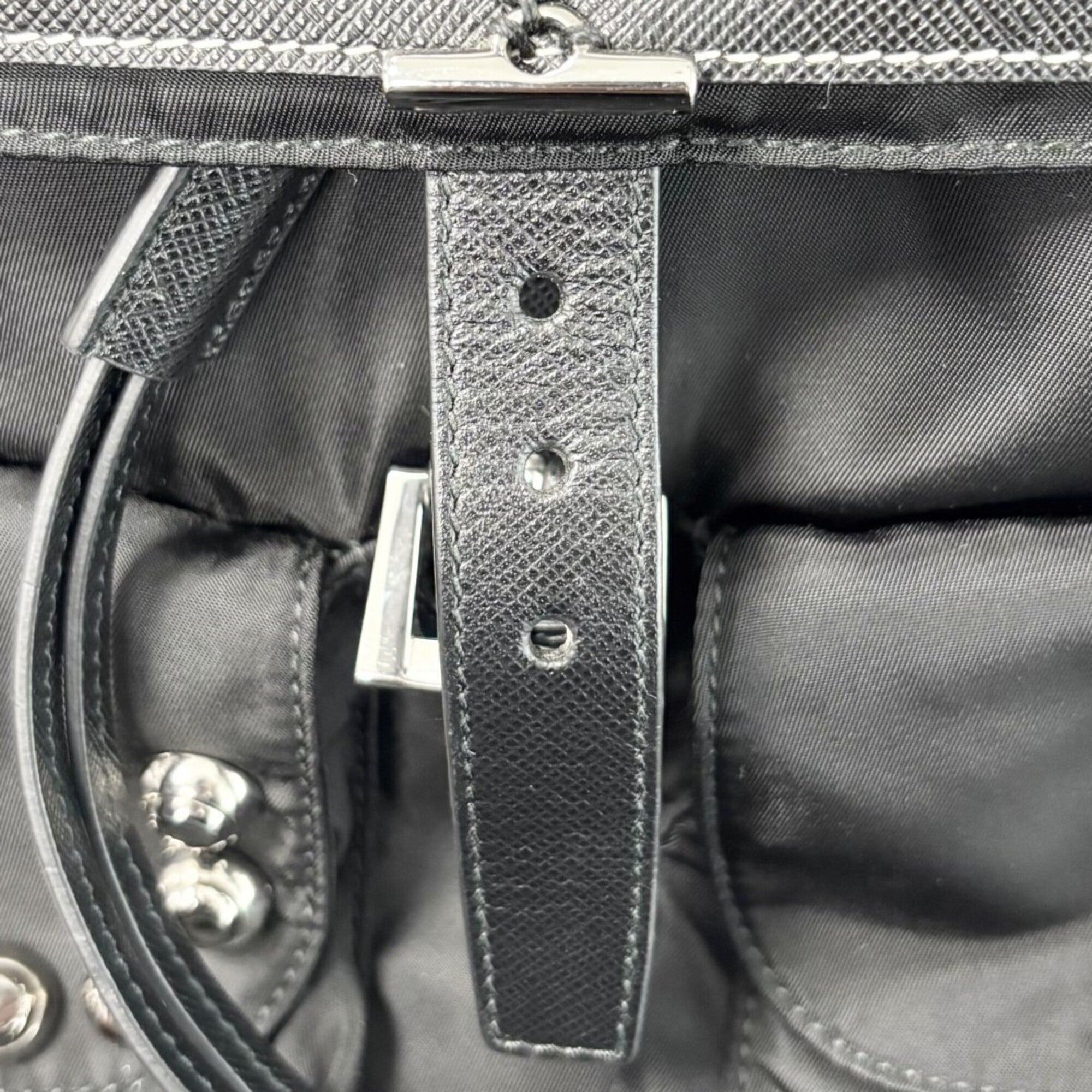 Prada Black White Nylon Leather (Pre-Owned)
