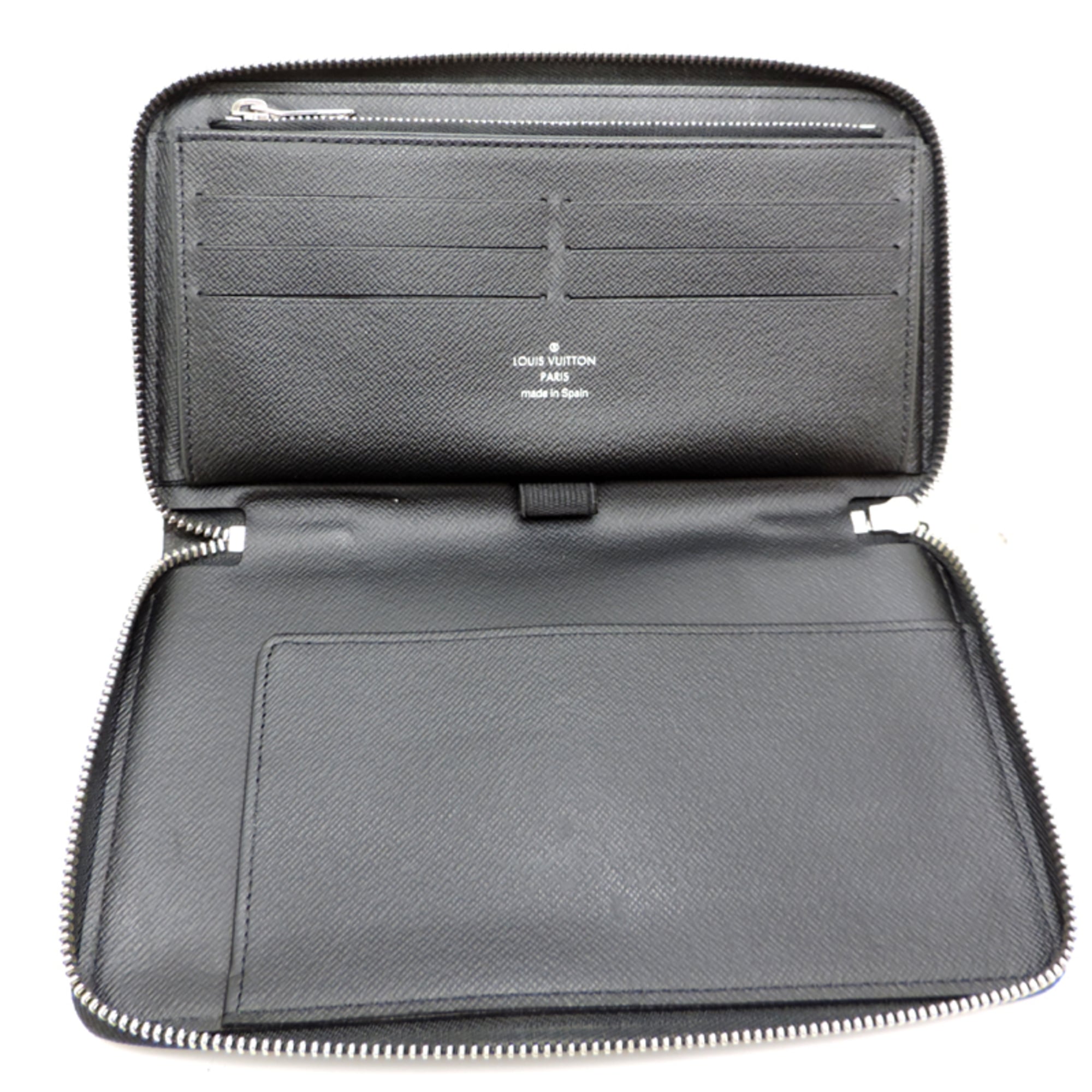Louis Vuitton Black Blue Noir Damier Graphite Long Wallet (Bi-Fold) (Pre-Owned)