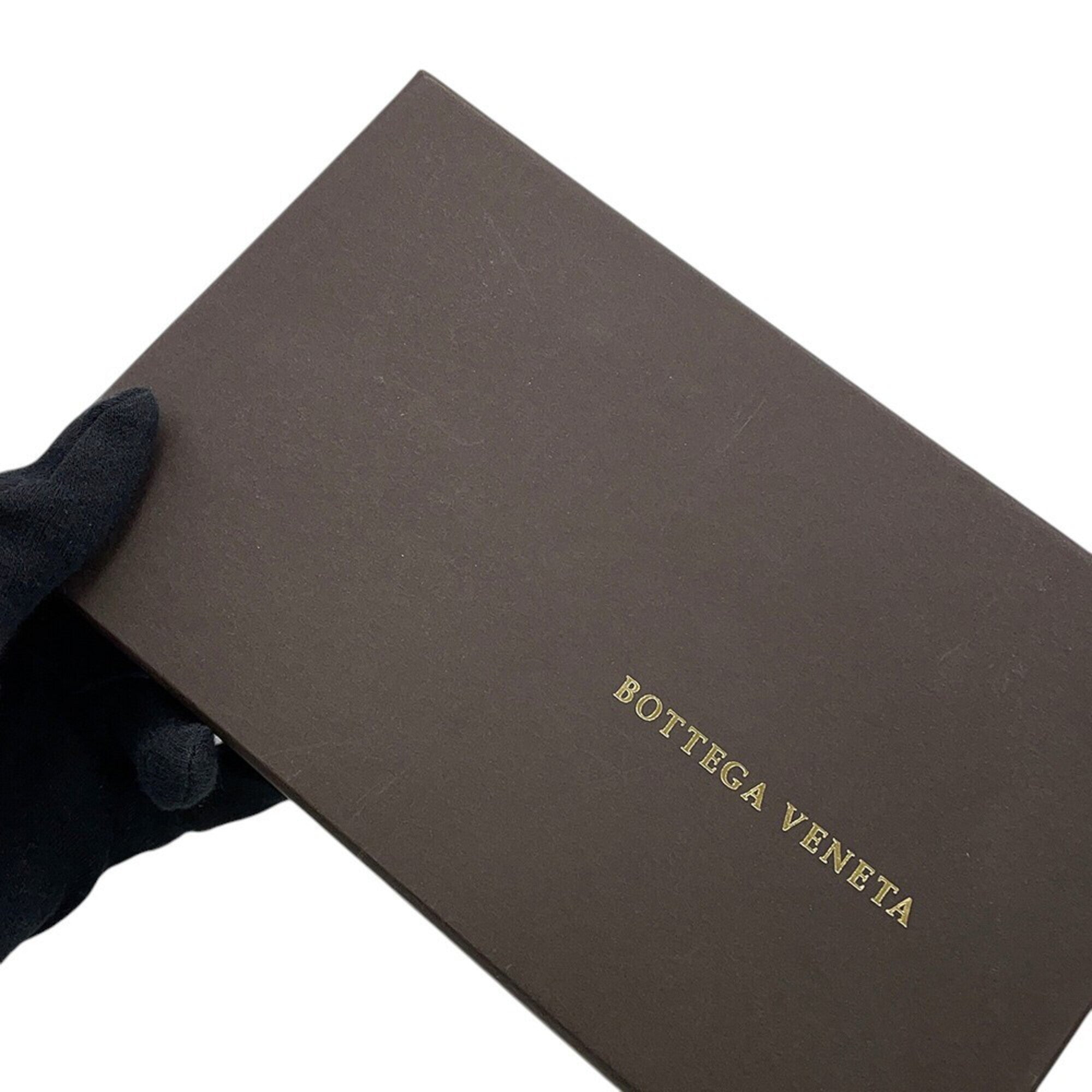 Bottega Veneta Intrecciato Gray Red Color Leather Long Wallet (Bi-Fold) (Pre-Owned)