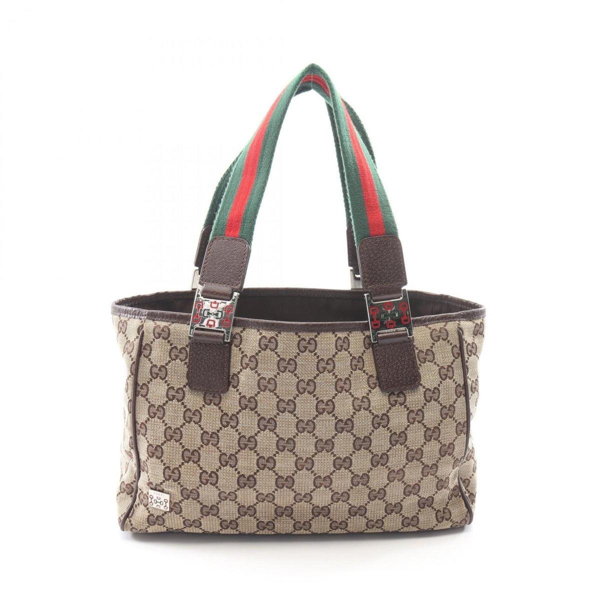 Gucci Beige Brown Multi-Color Canvas Leather Handbag (Pre-Owned)