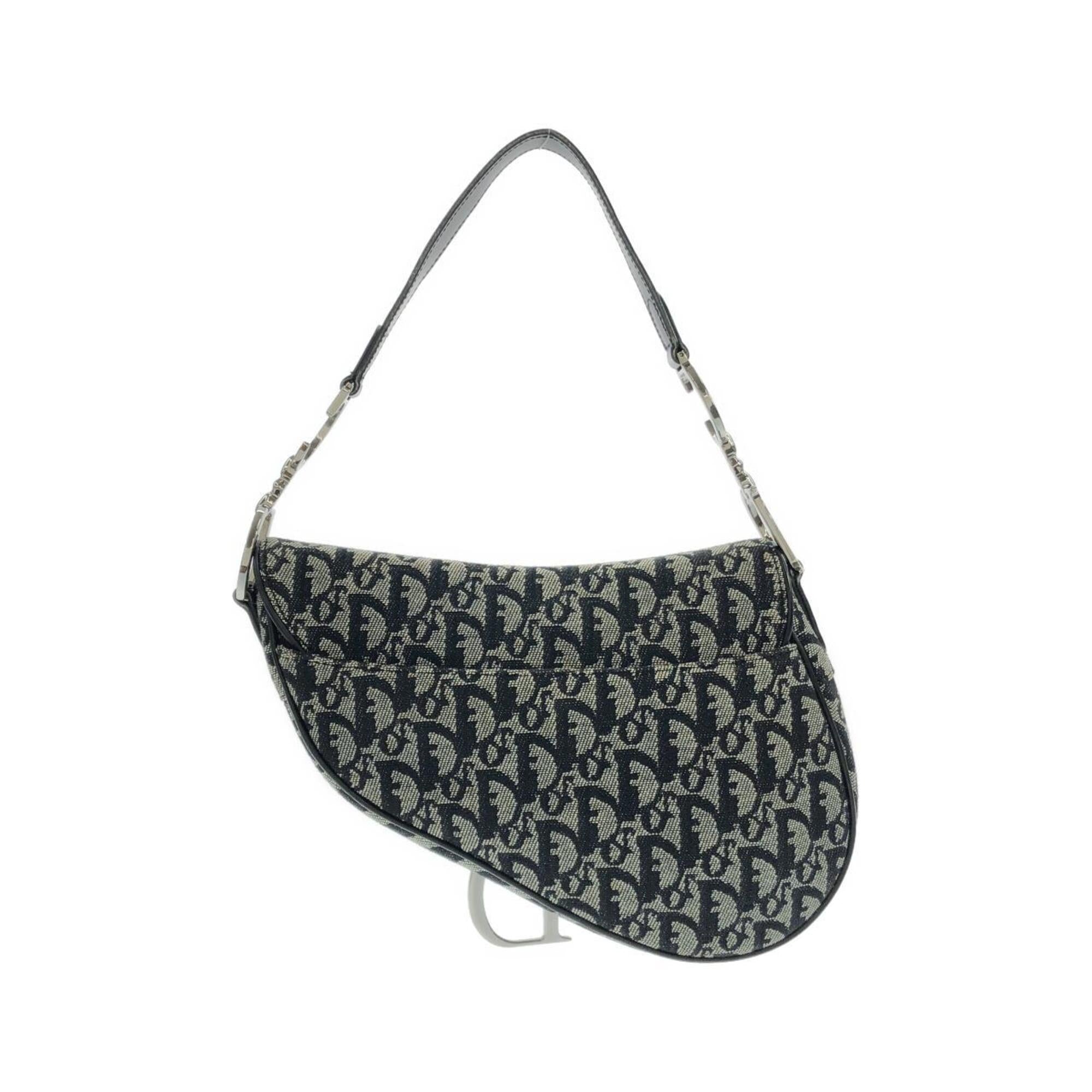 Christian Dior Black Canvas Saddle Bag Shoulder Bag (Pre-Owned)